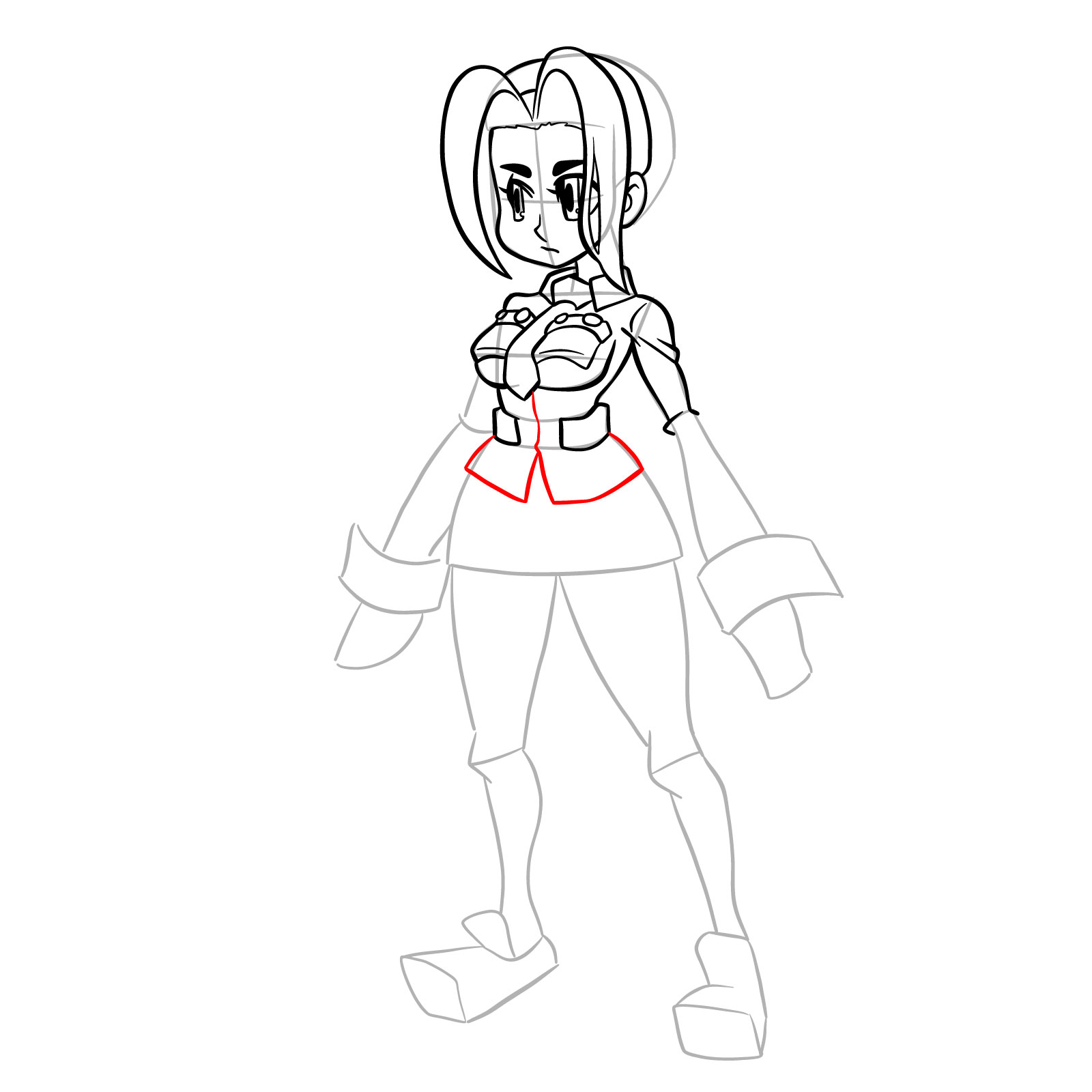 How to draw Filia from Skullgirls - step 22