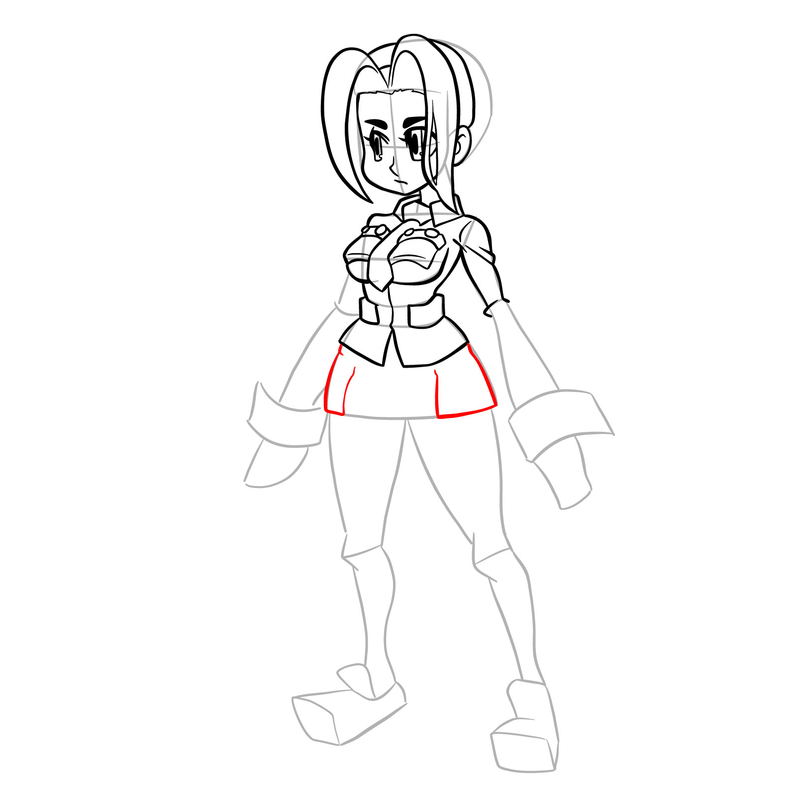 How to draw Filia from Skullgirls - step 23