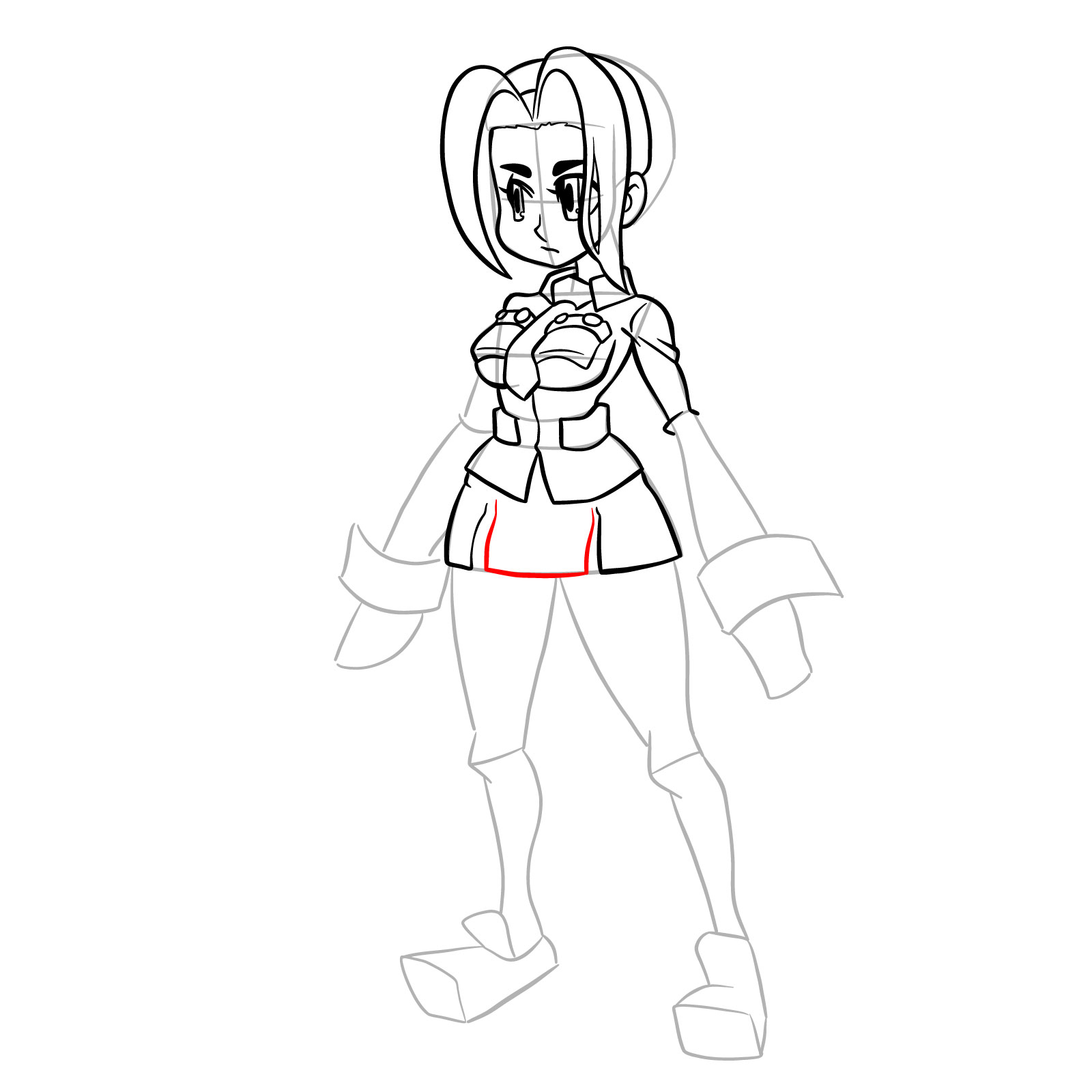 How to draw Filia from Skullgirls - step 24