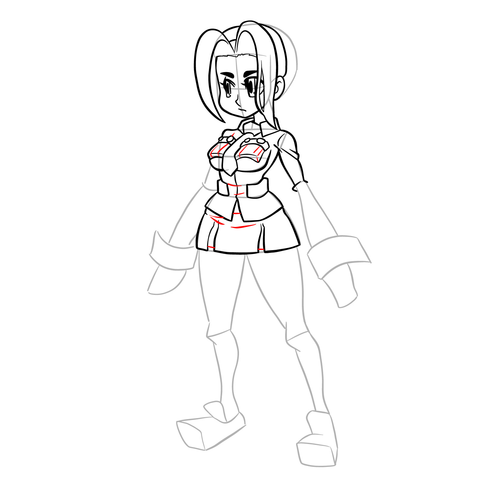 How to draw Filia from Skullgirls - step 25
