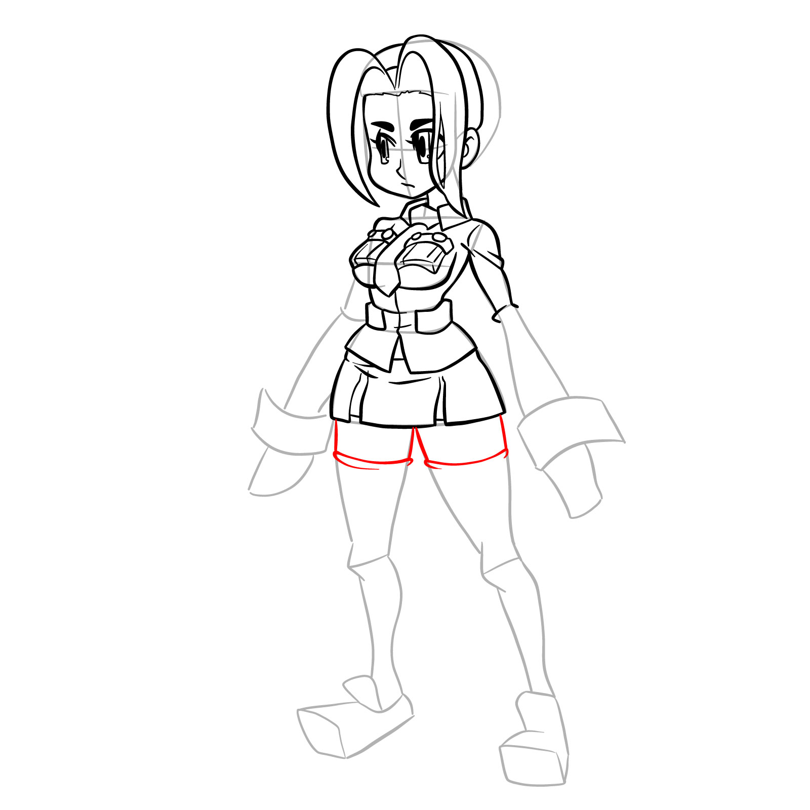 How to draw Filia from Skullgirls - step 26