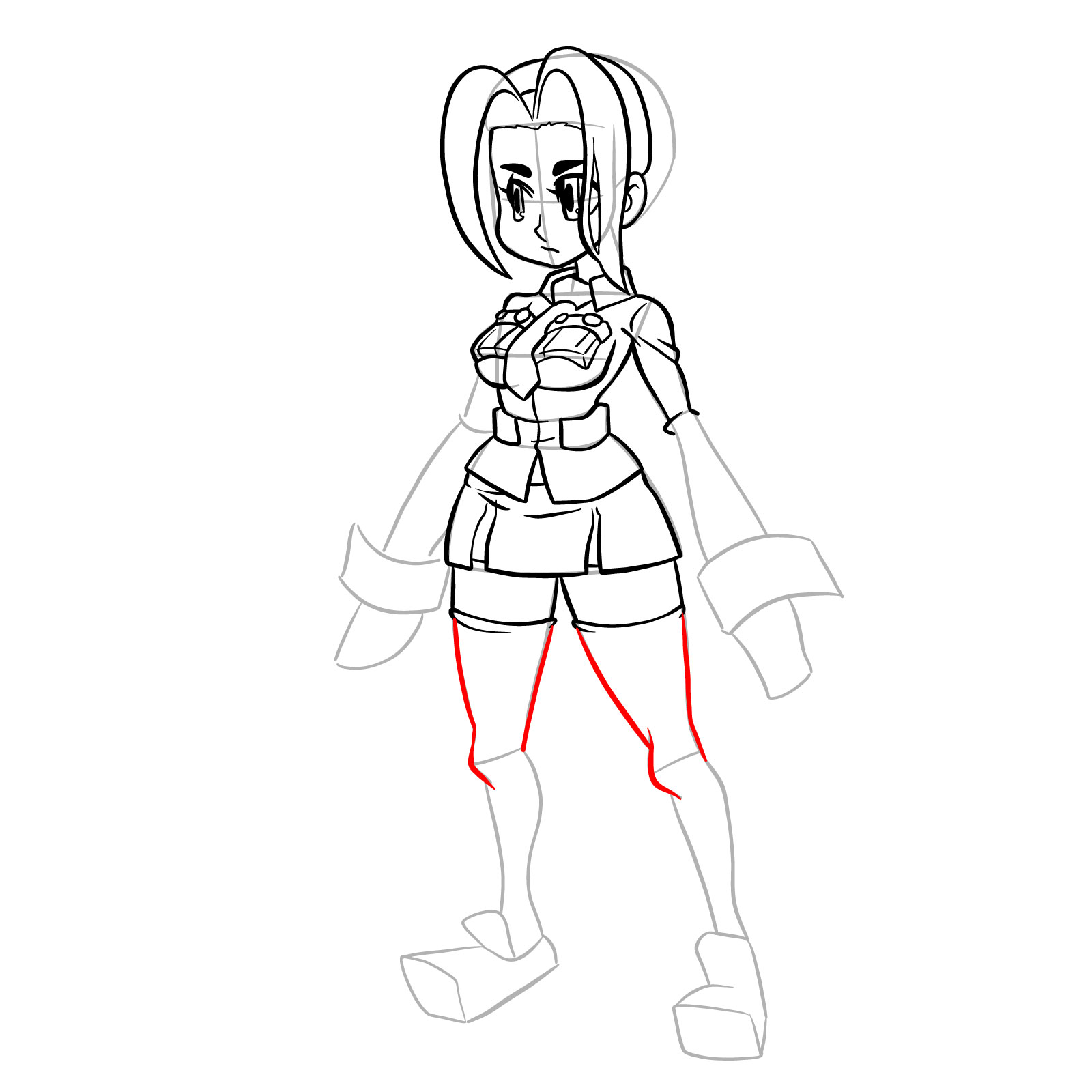How to draw Filia from Skullgirls - step 27