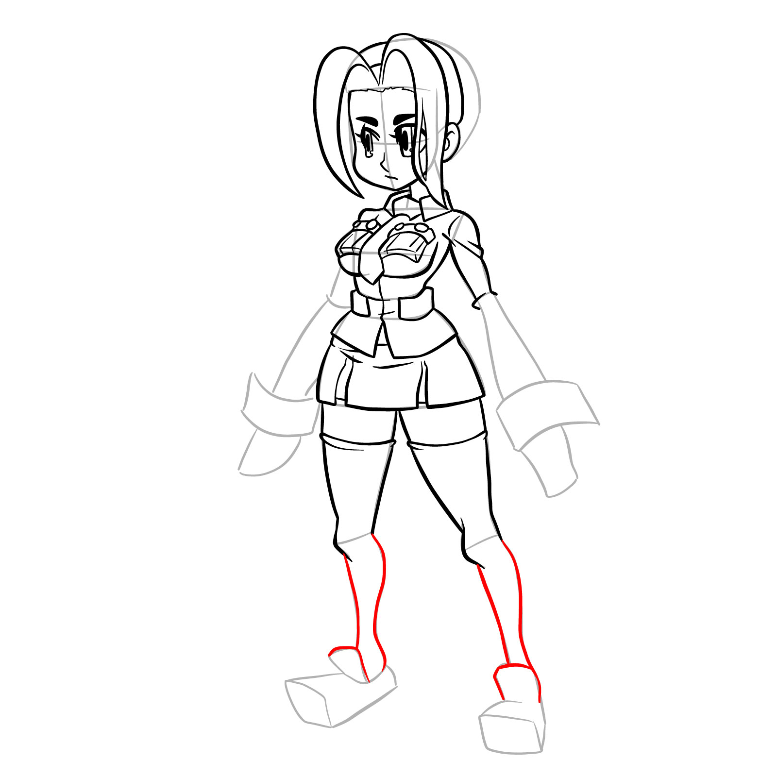 How to draw Filia from Skullgirls - step 28