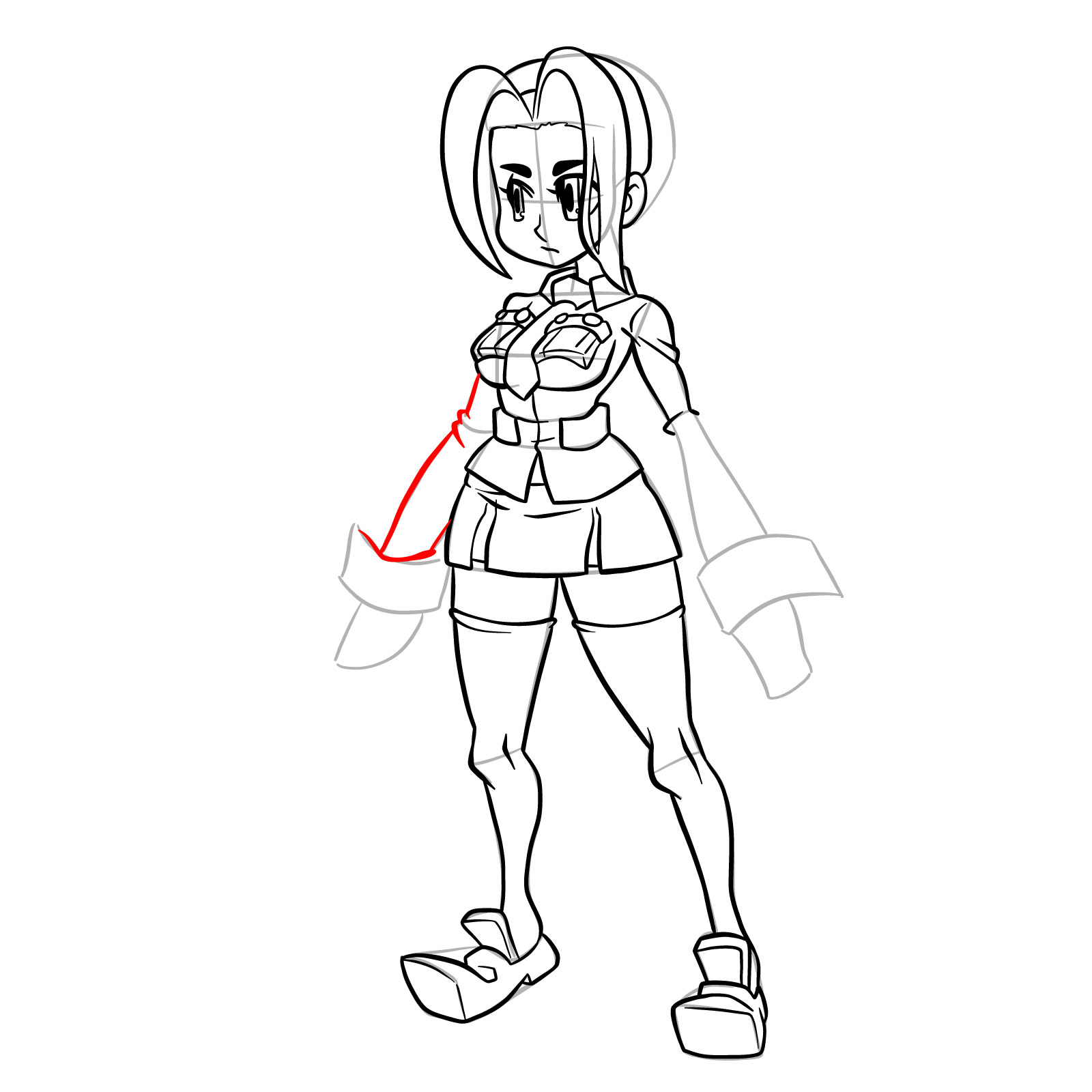 How to draw Filia from Skullgirls - step 34