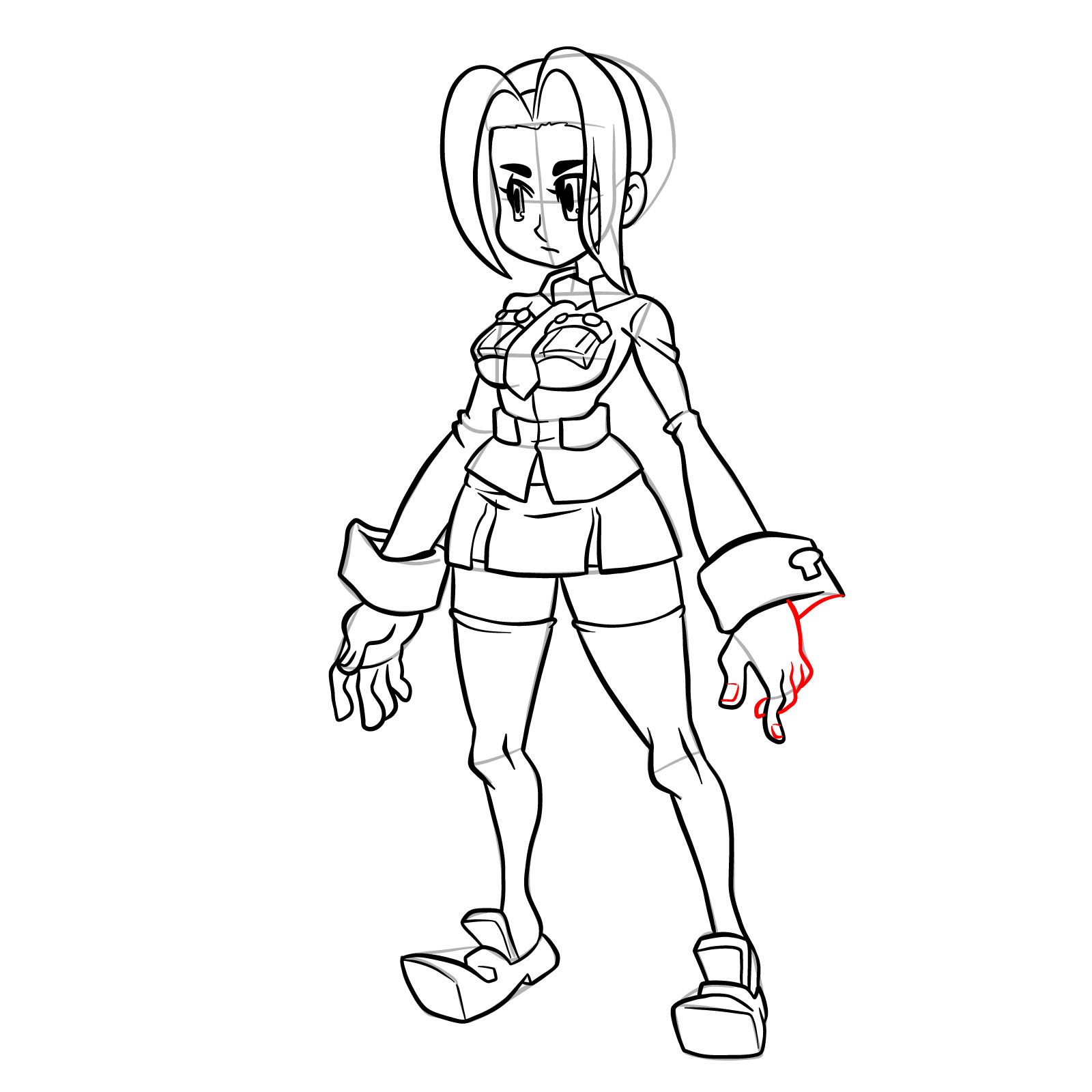 How to draw Filia from Skullgirls - step 40