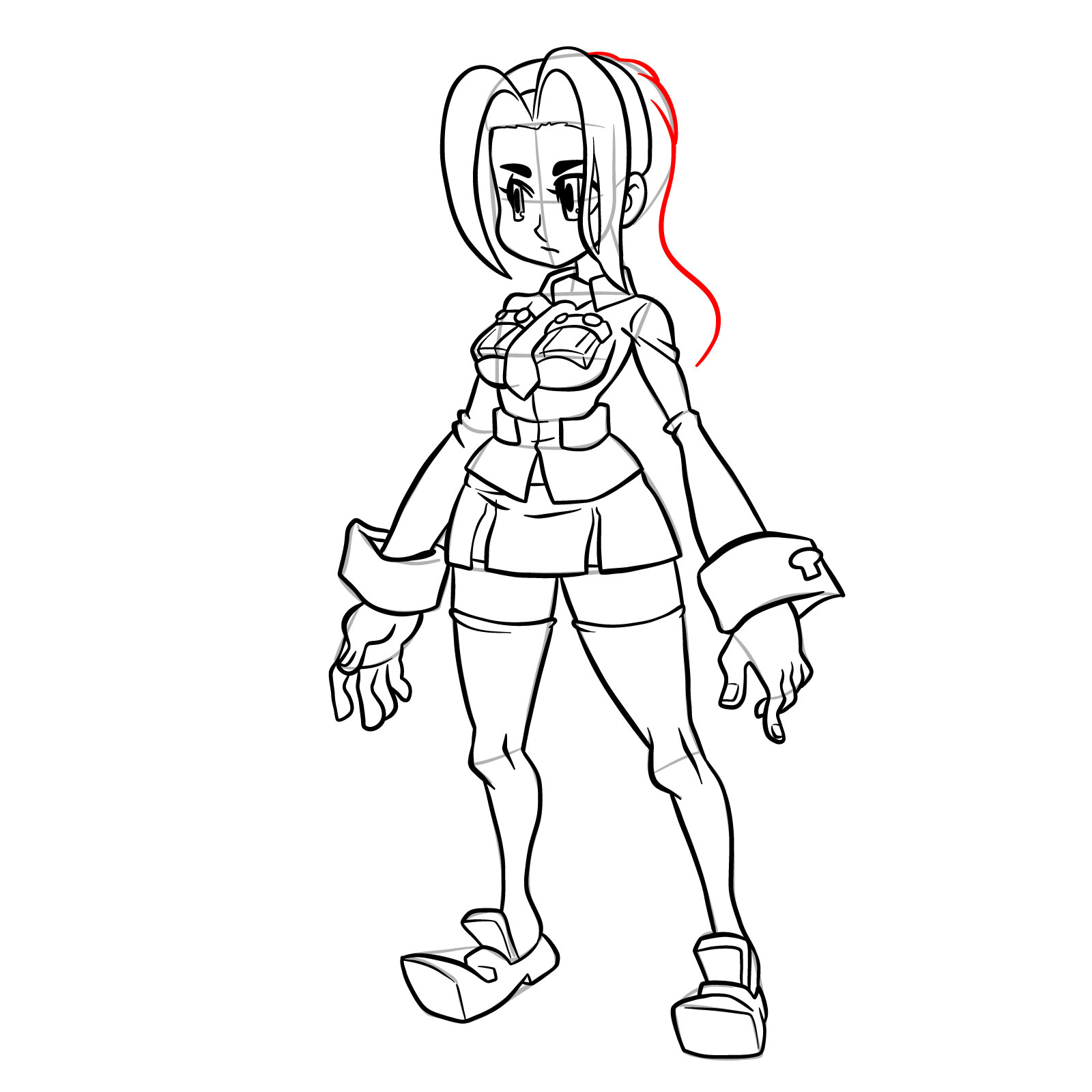 How to draw Filia from Skullgirls - step 41