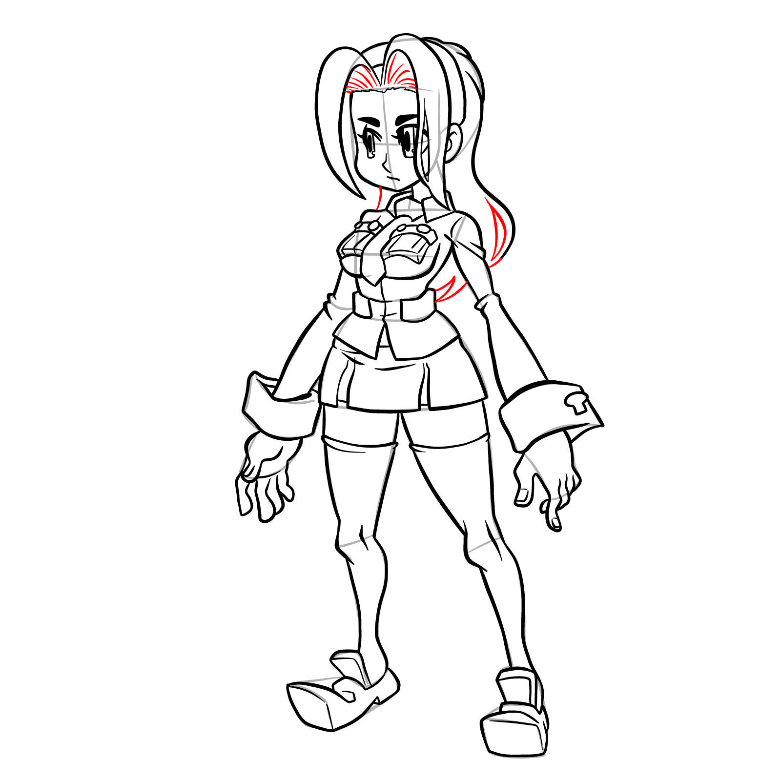 How to draw Filia from Skullgirls - step 42