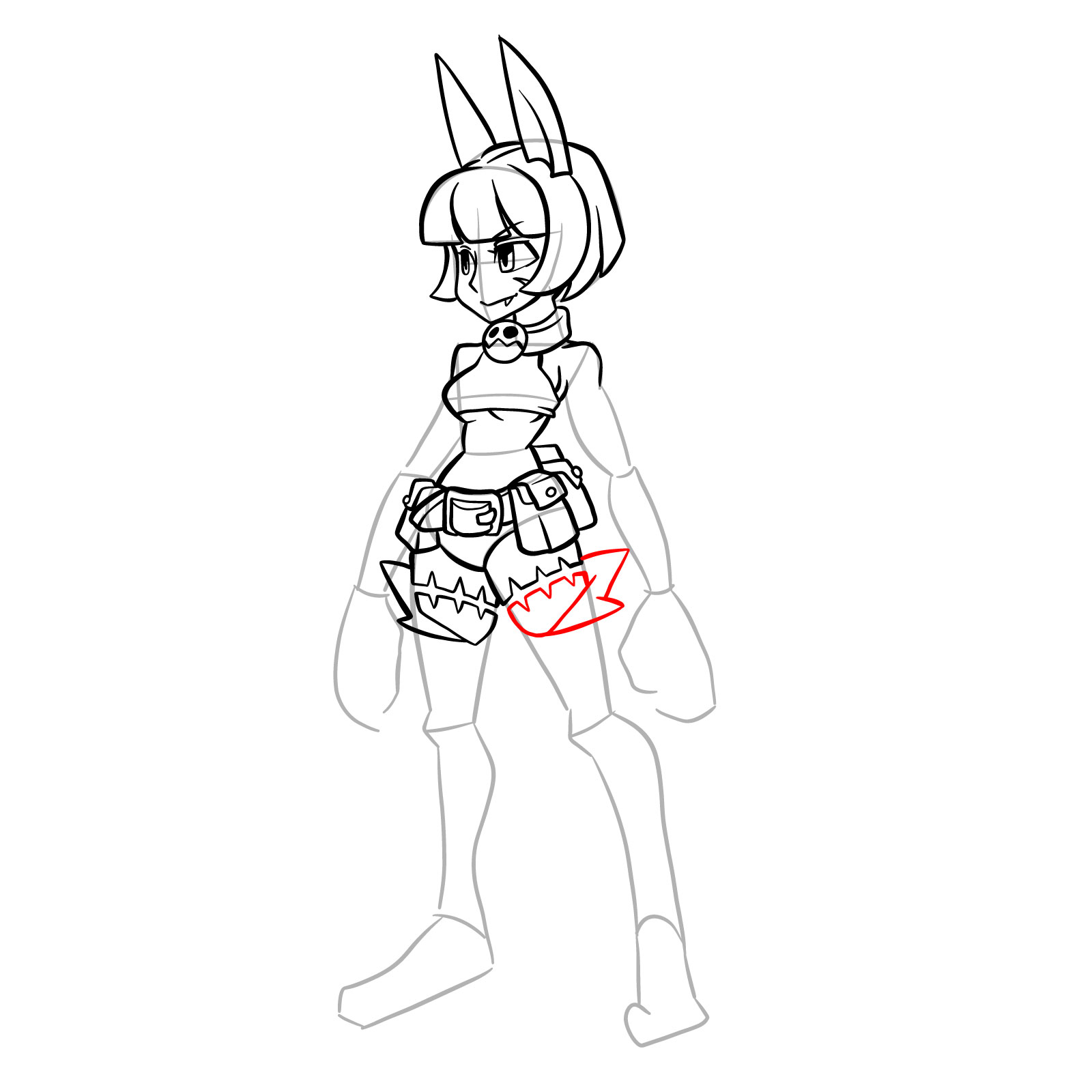How to draw Ms. Fortune from Skullgirls - step 24