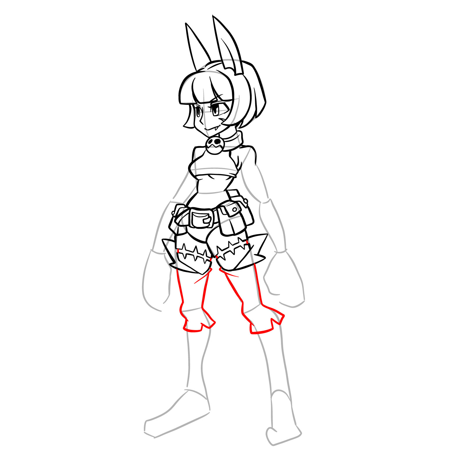 How to draw Ms. Fortune from Skullgirls - step 25