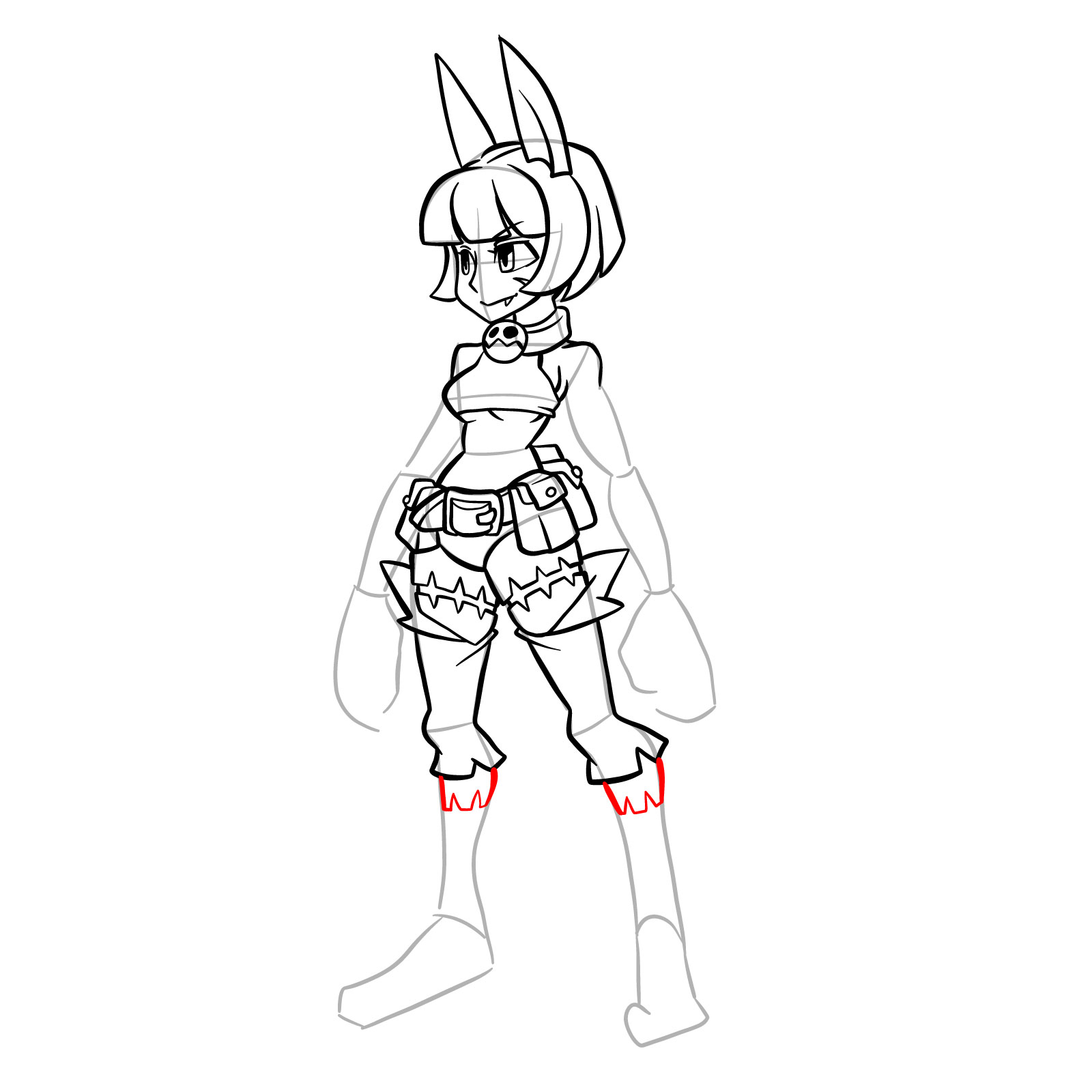 How to draw Ms. Fortune from Skullgirls - step 26