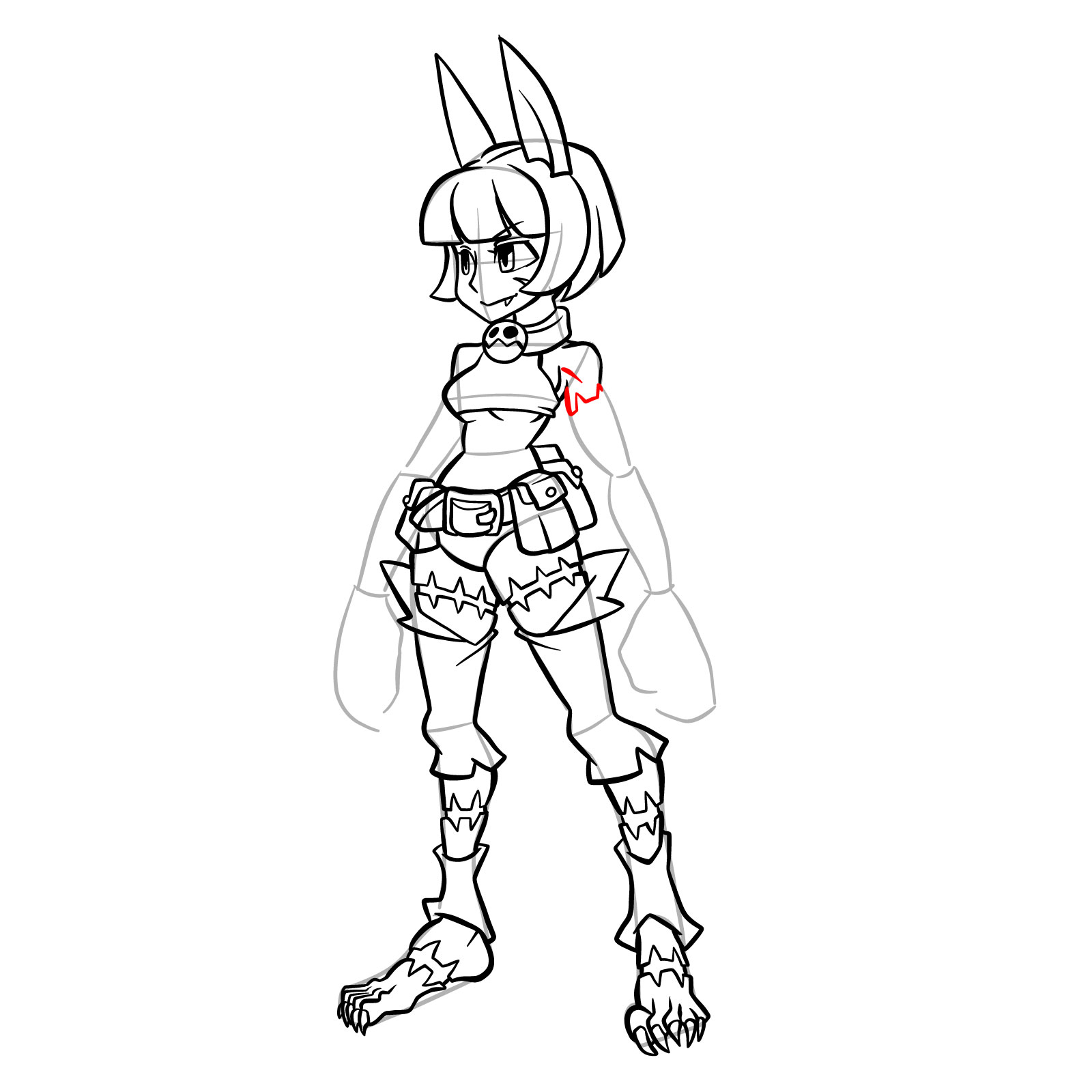 How to draw Ms. Fortune from Skullgirls - step 34