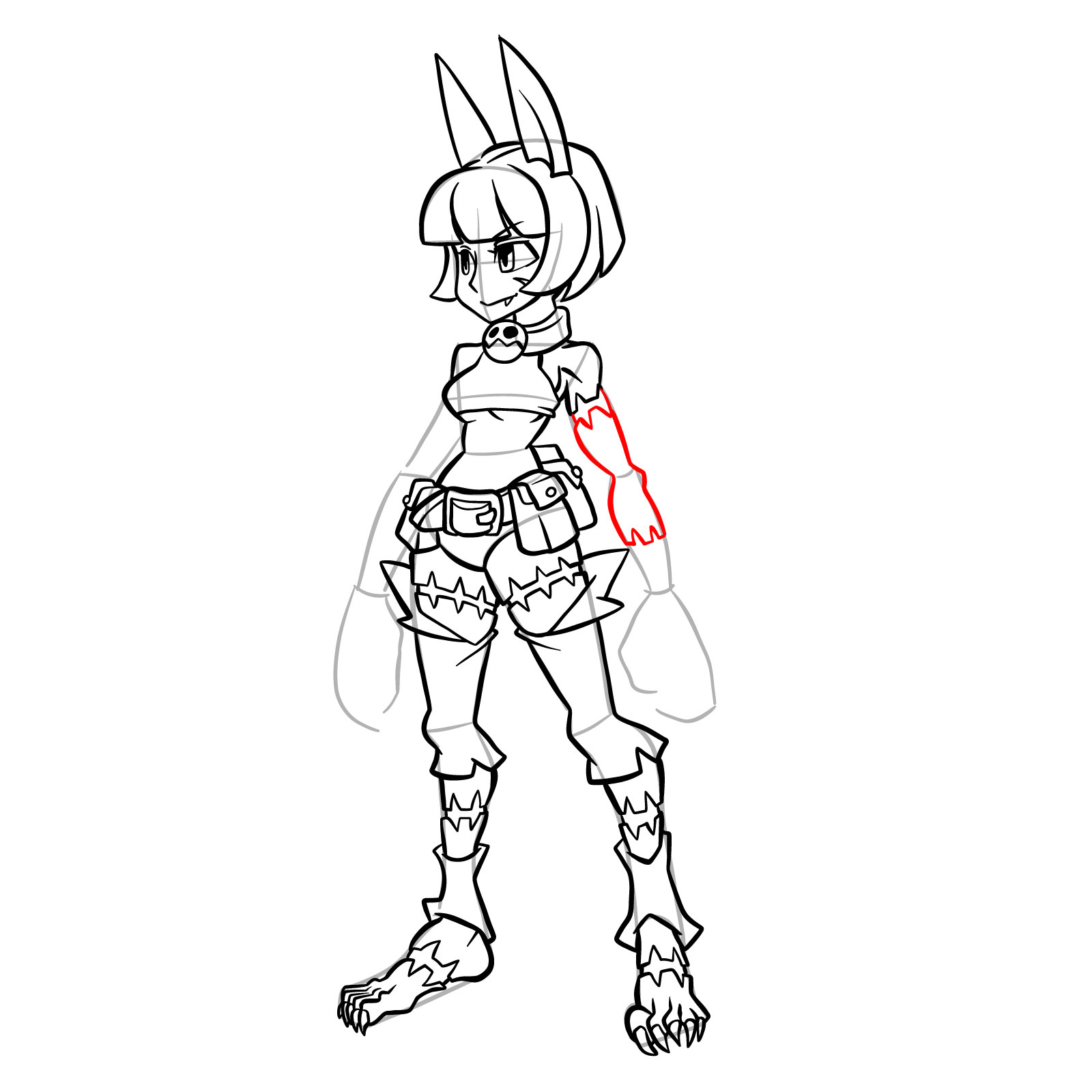 How to draw Ms. Fortune from Skullgirls - step 35