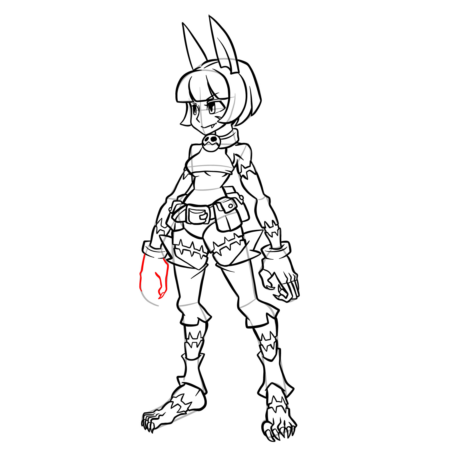 How to draw Ms. Fortune from Skullgirls - step 42