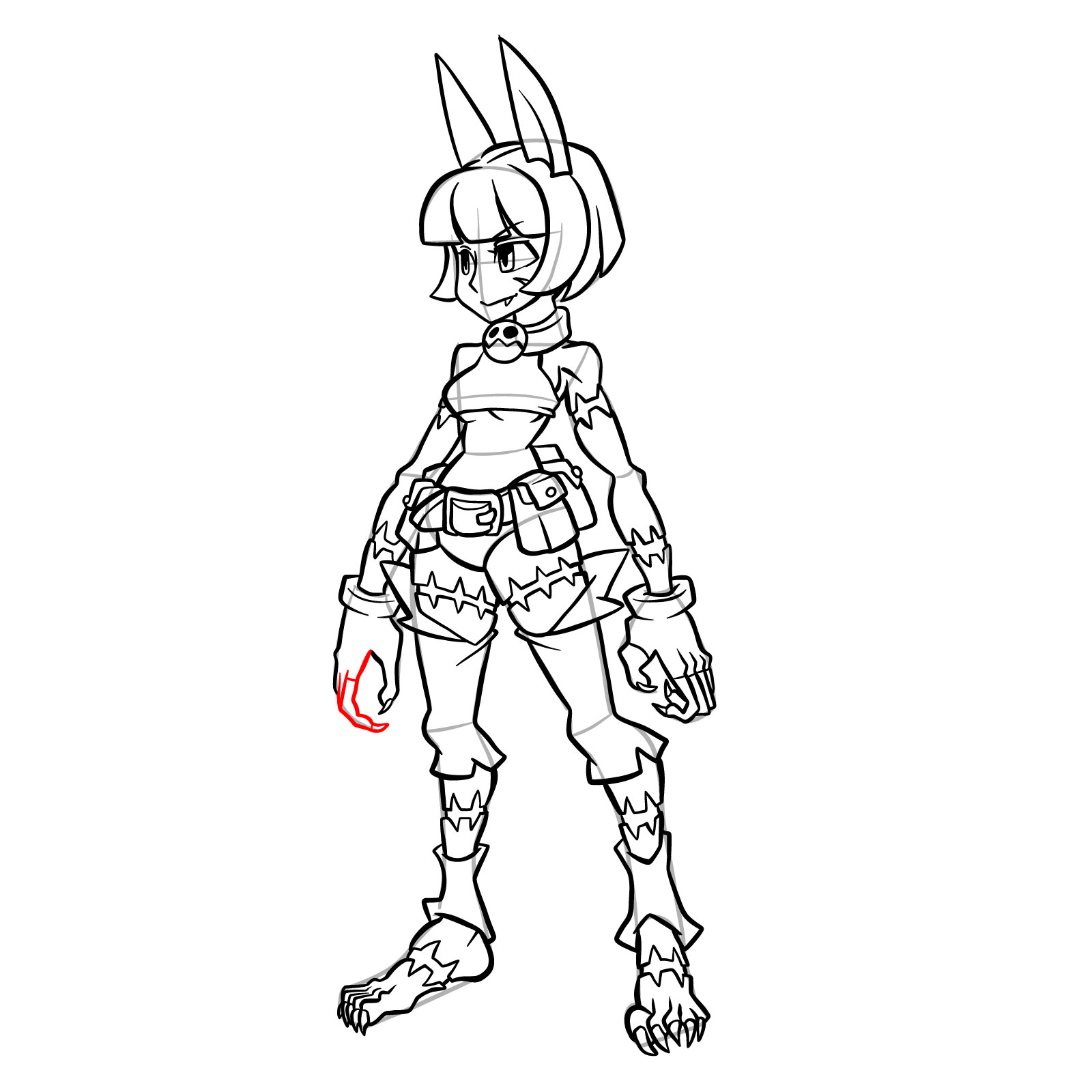 How to draw Ms. Fortune from Skullgirls - step 43