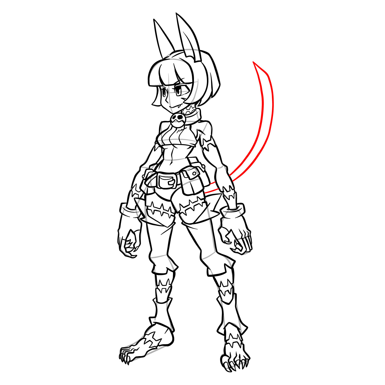 How to draw Ms. Fortune from Skullgirls - step 44
