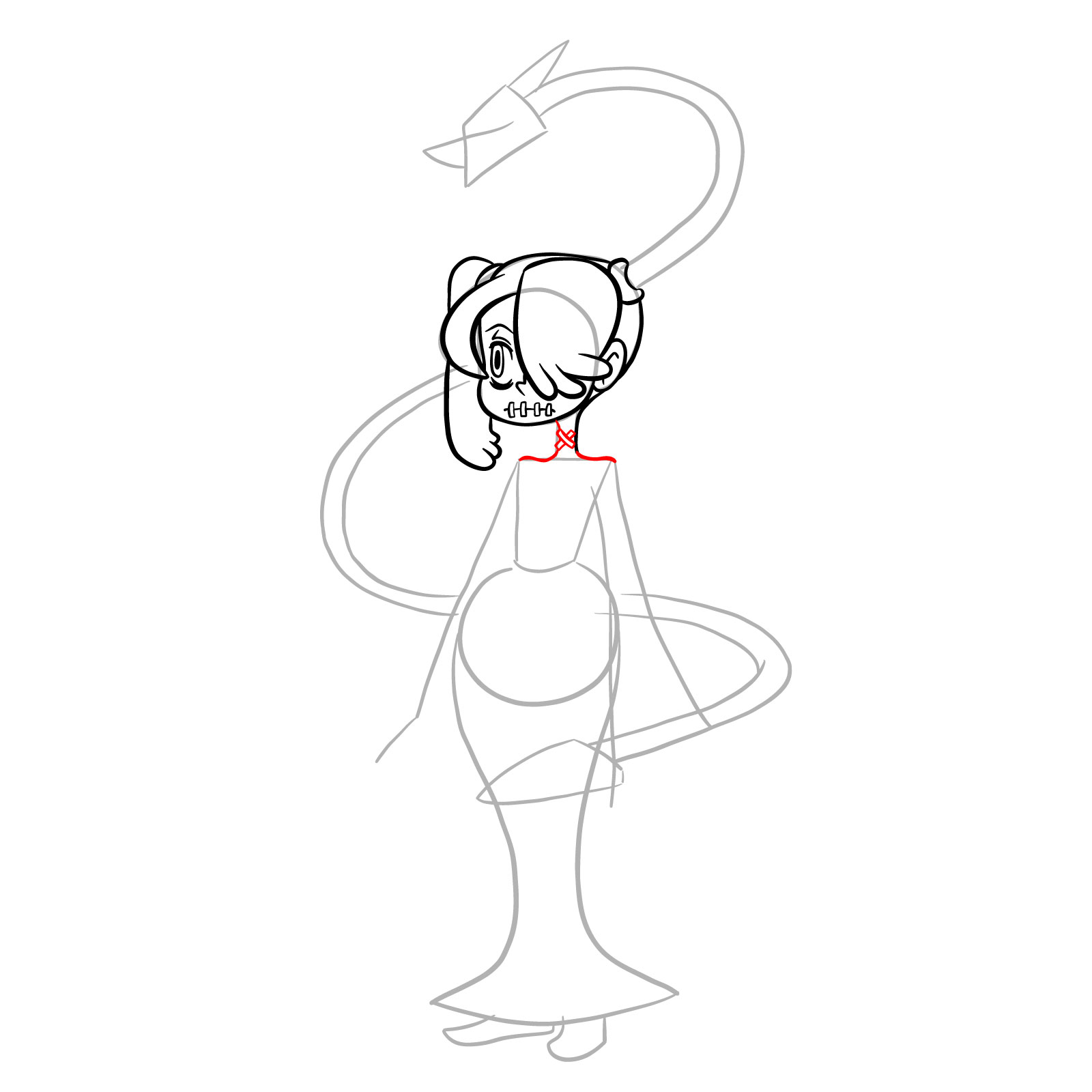 How to draw Squigly from Skullgirls - step 14