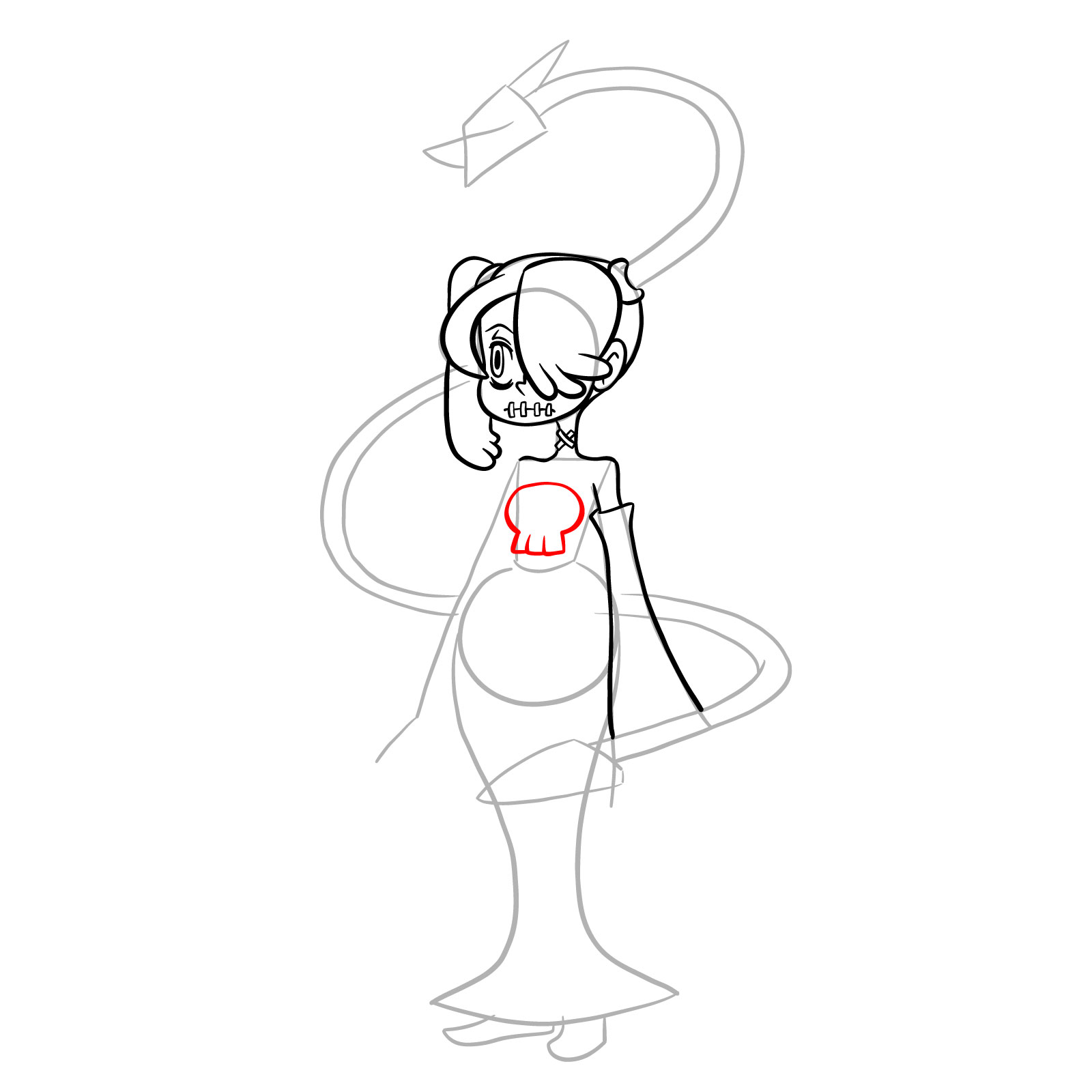 How to draw Squigly from Skullgirls - step 17