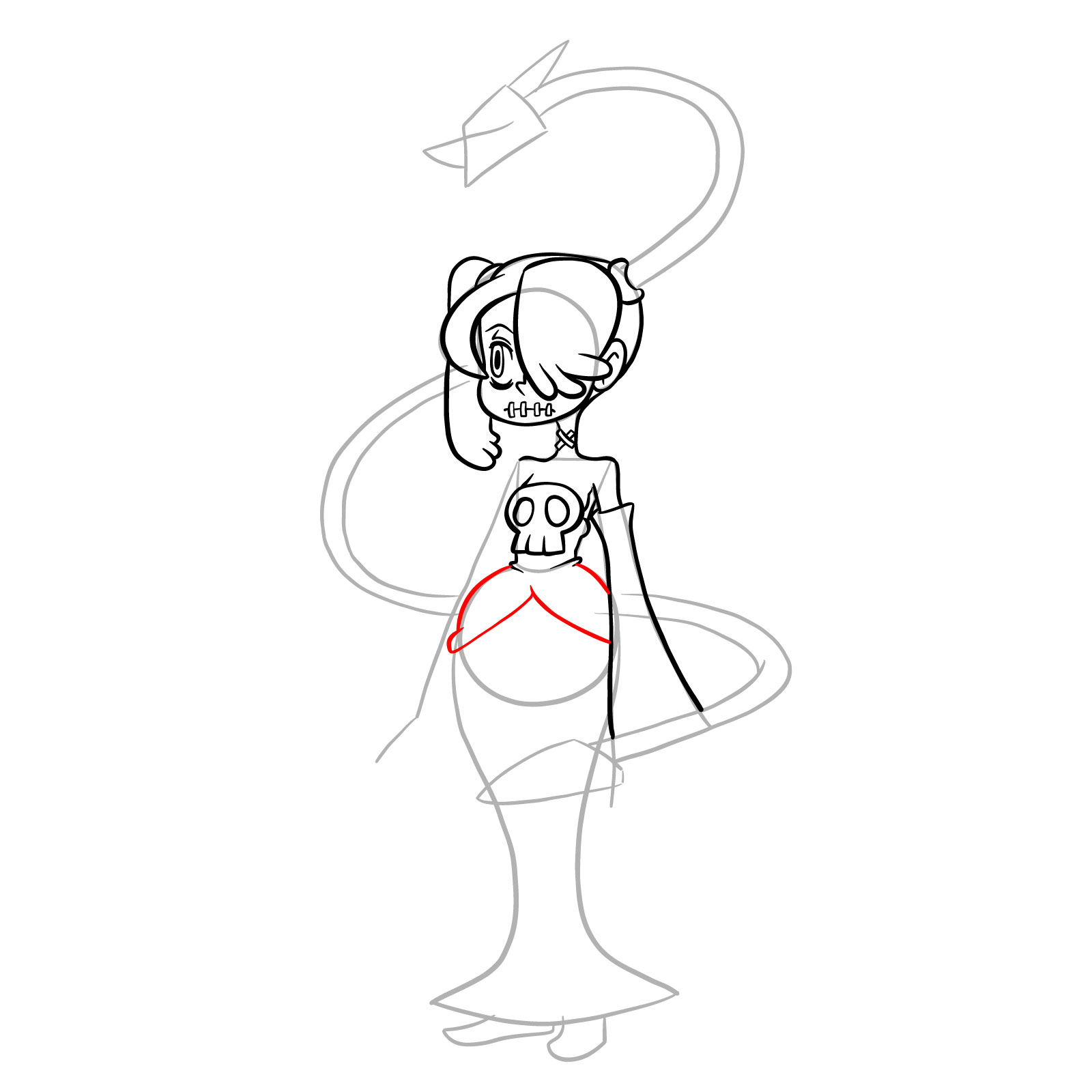 How to draw Squigly from Skullgirls - step 20