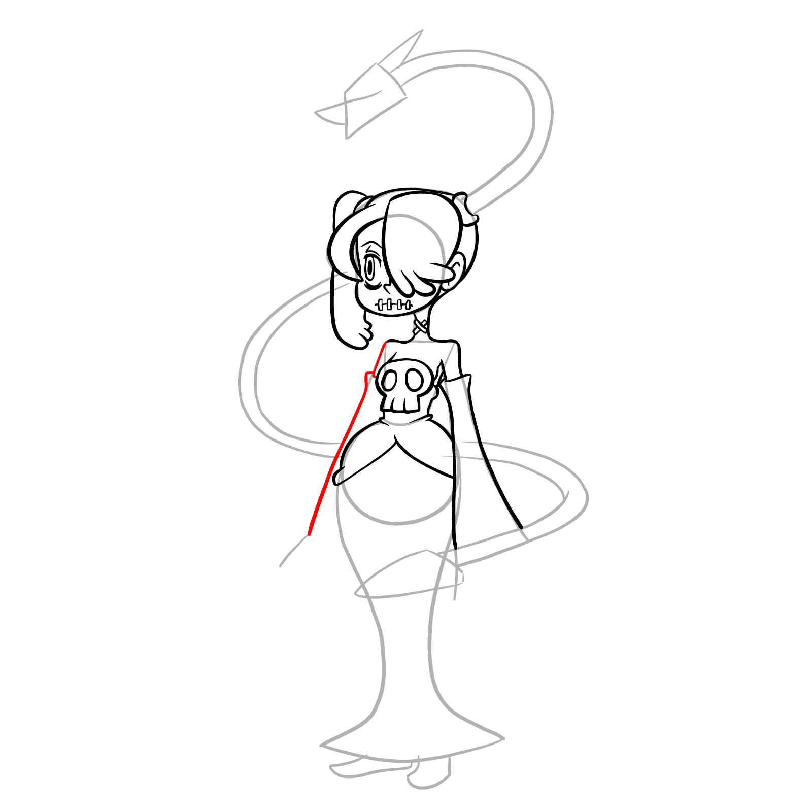 How to draw Squigly from Skullgirls - step 21