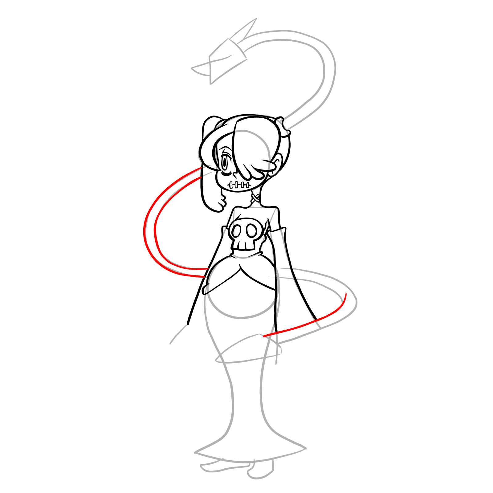 How to draw Squigly from Skullgirls - step 22