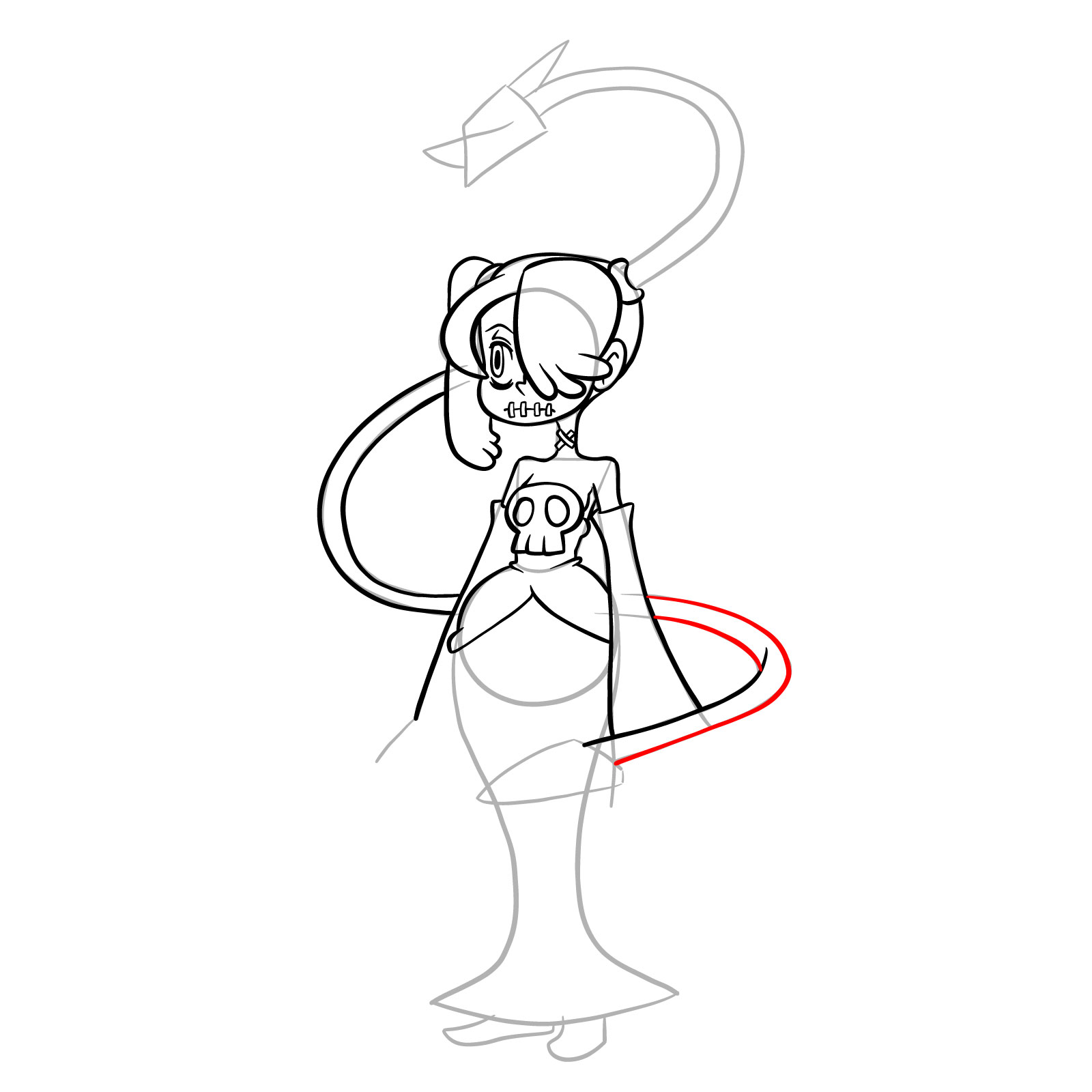 How to draw Squigly from Skullgirls - step 23