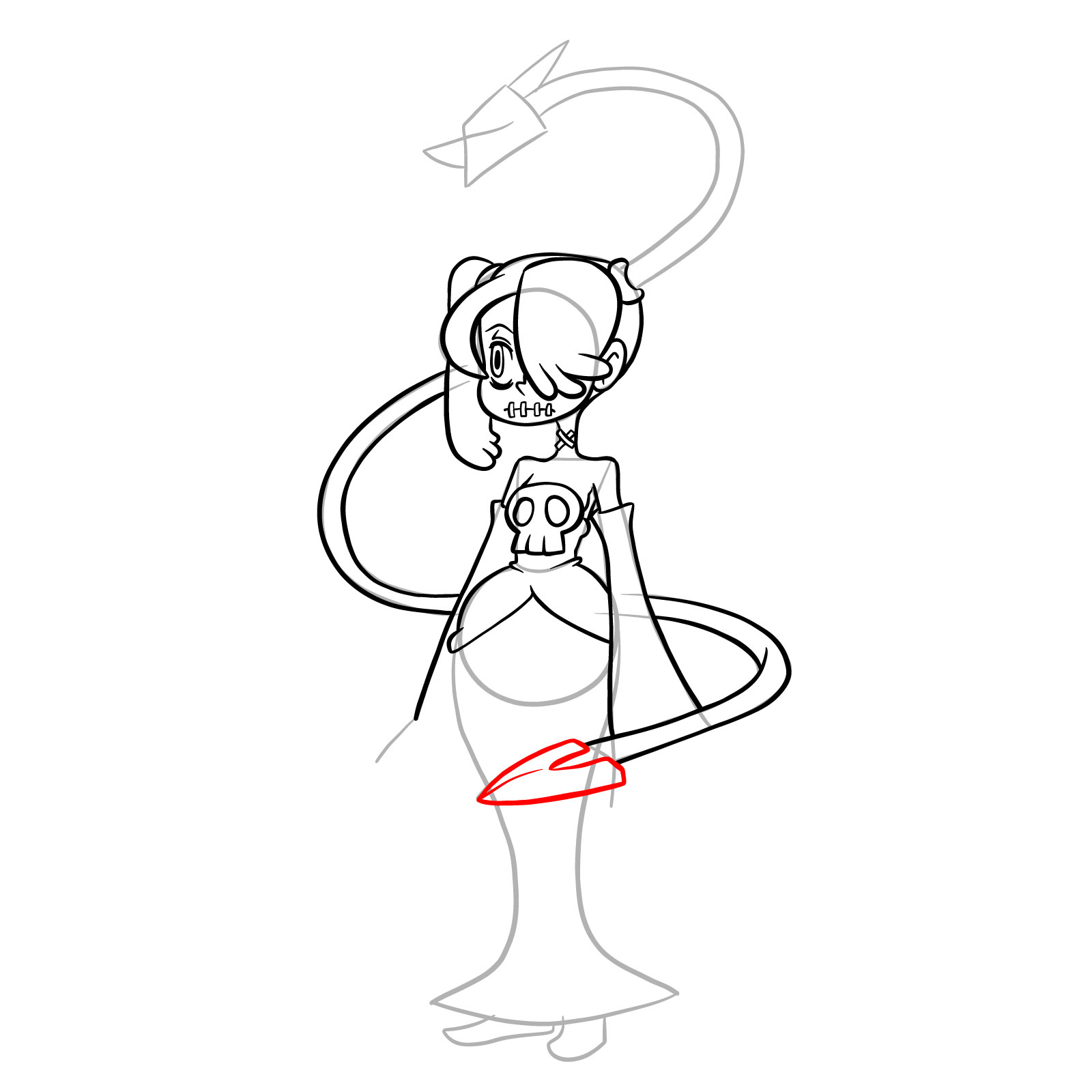 How to draw Squigly from Skullgirls - step 24