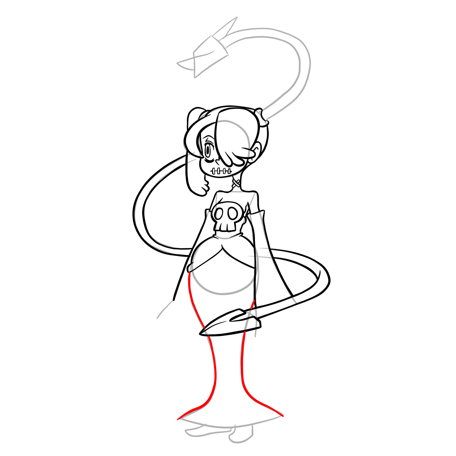 How to draw Squigly from Skullgirls - step 25