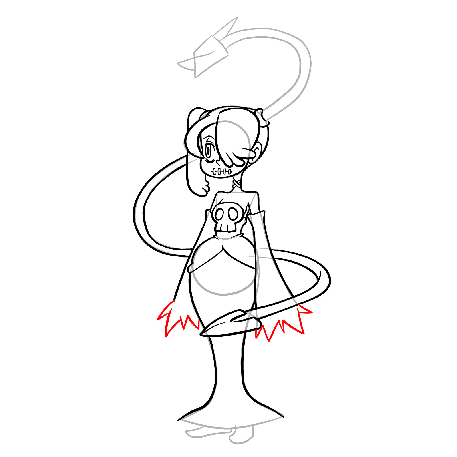 How to draw Squigly from Skullgirls - step 26