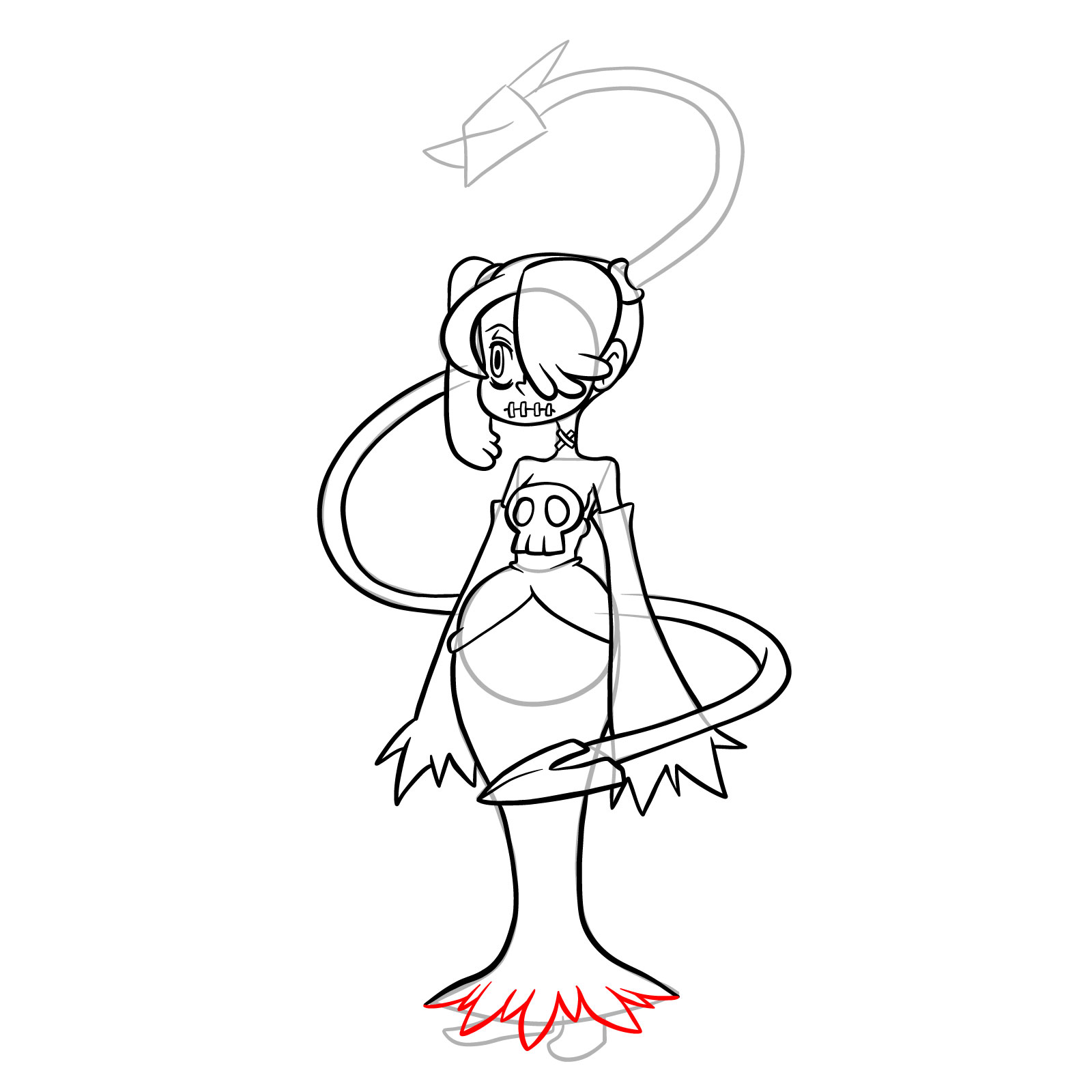 How to draw Squigly from Skullgirls - step 27