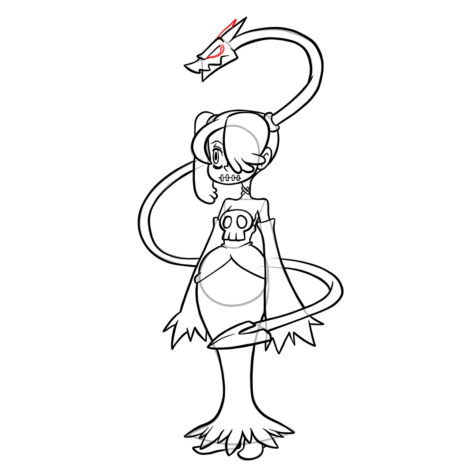 How to draw Squigly from Skullgirls - step 32