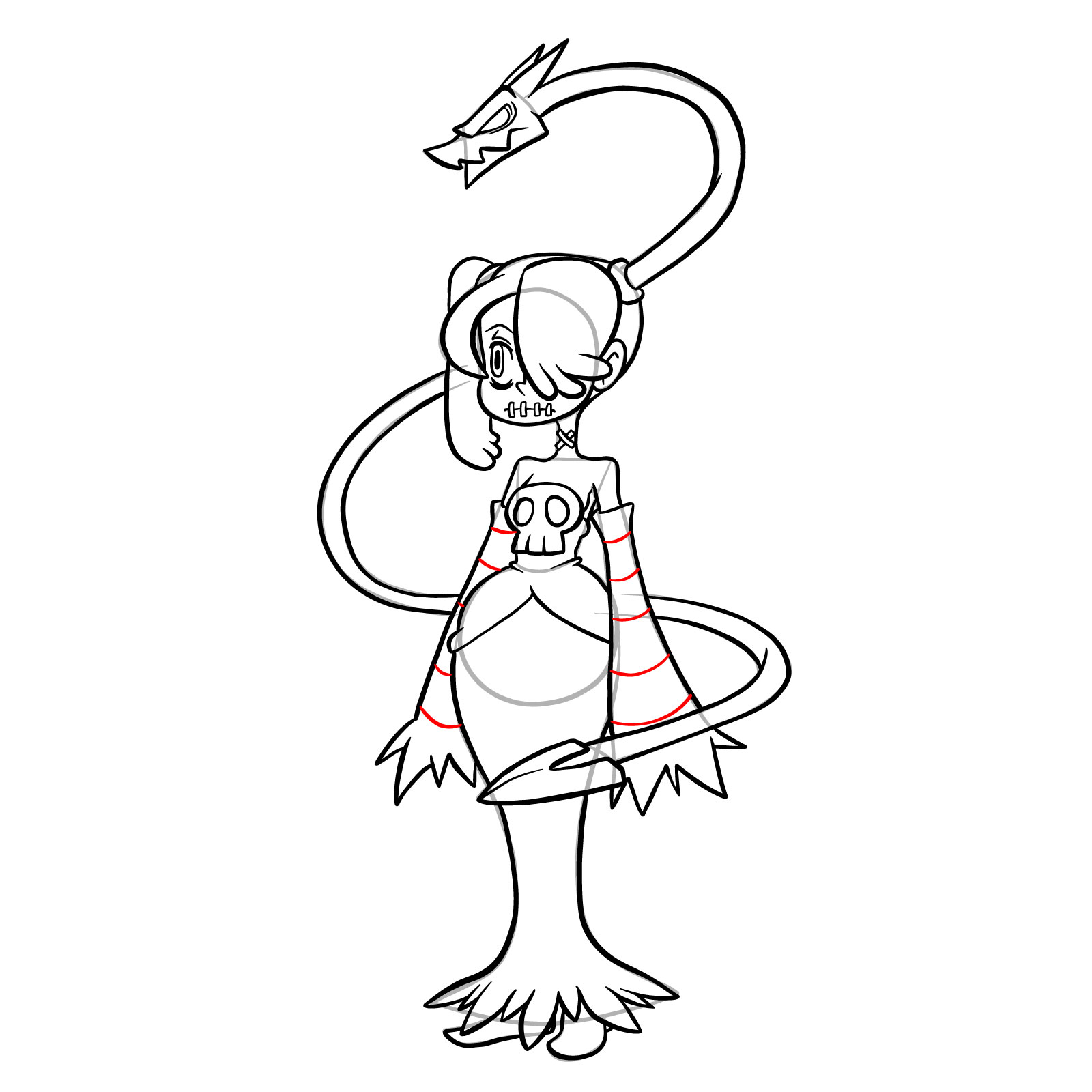 How to draw Squigly from Skullgirls - step 33