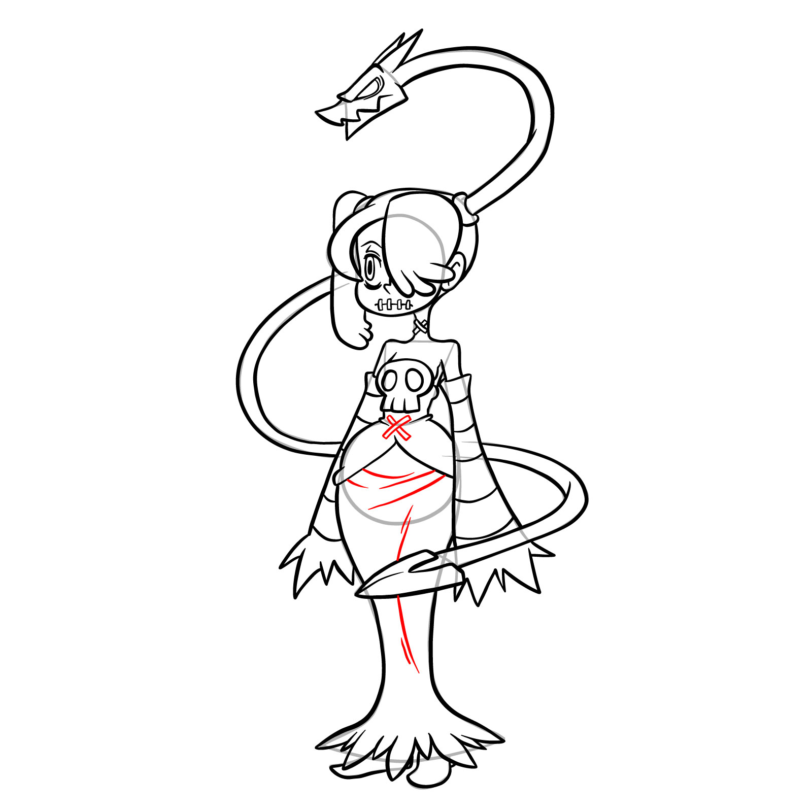 How to draw Squigly from Skullgirls - step 34
