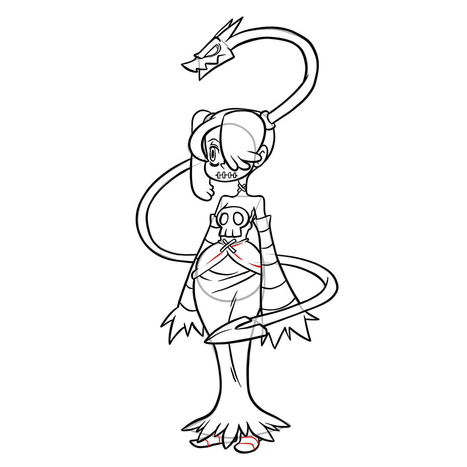 How to draw Squigly from Skullgirls - step 35