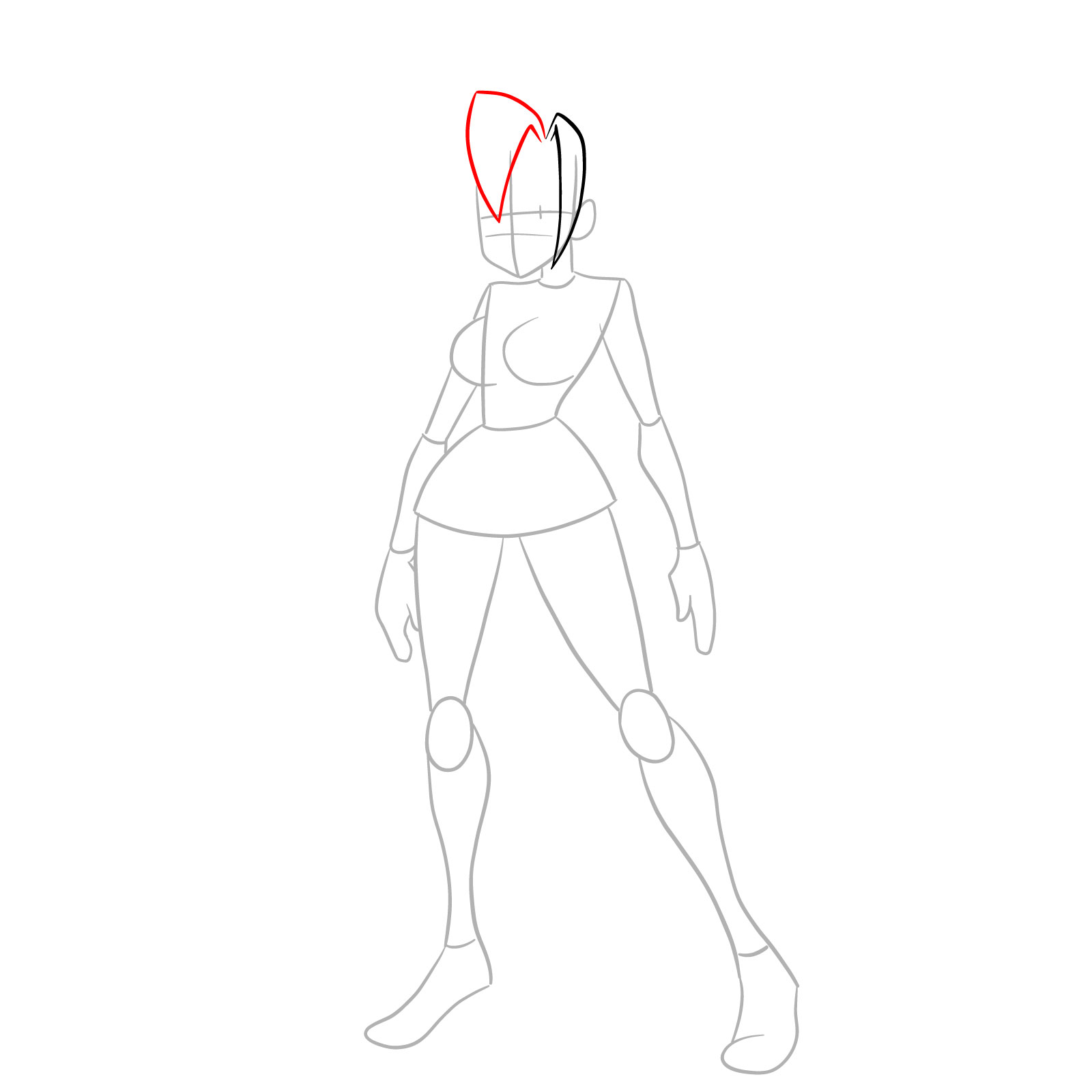 How to draw Valentine from Skullgirls - step 05