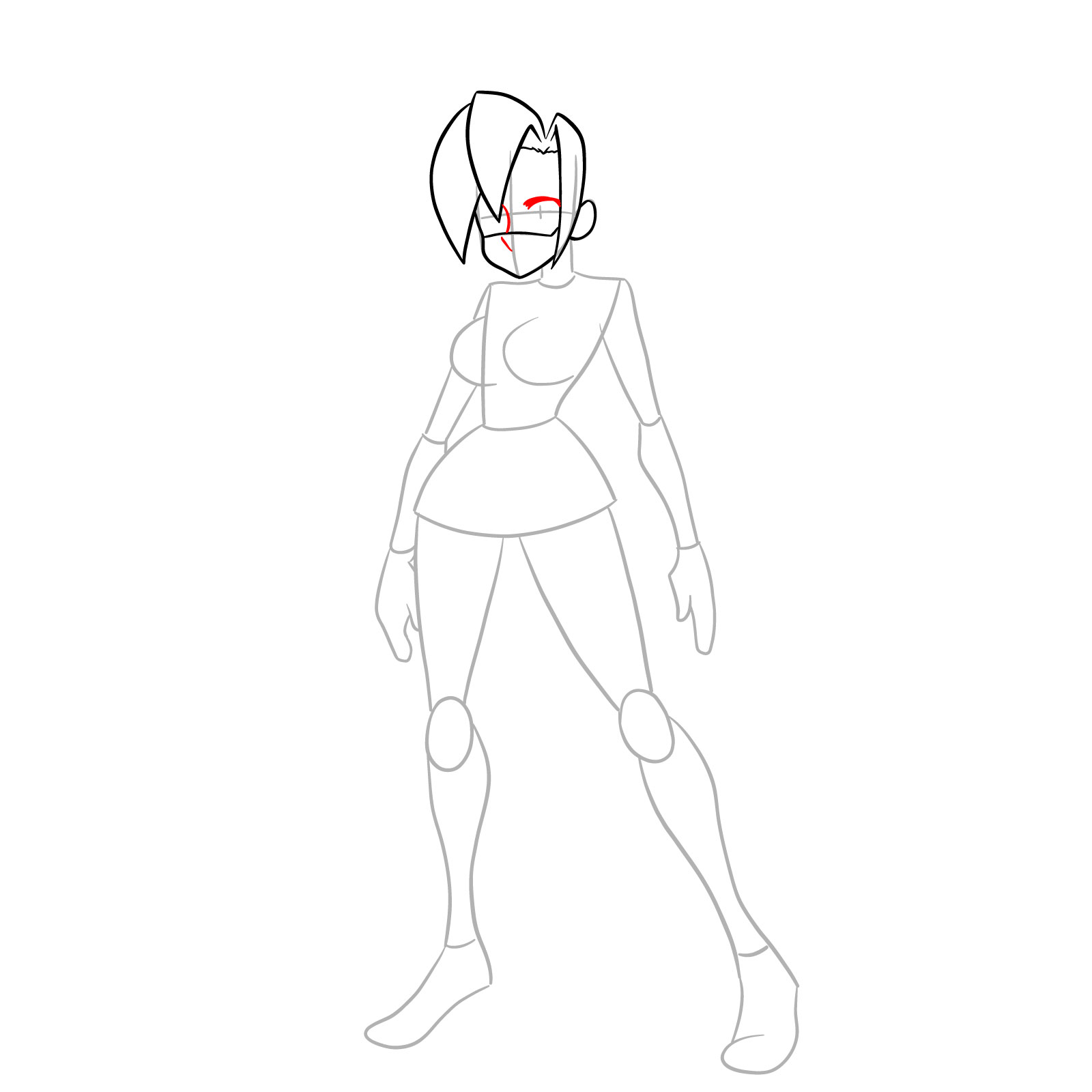 How to draw Valentine from Skullgirls - step 09