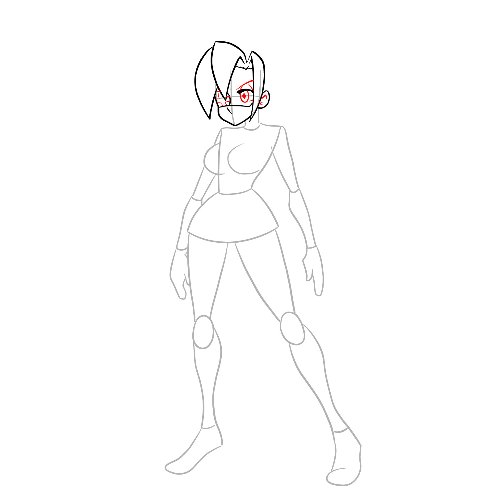 How to draw Valentine from Skullgirls - step 10