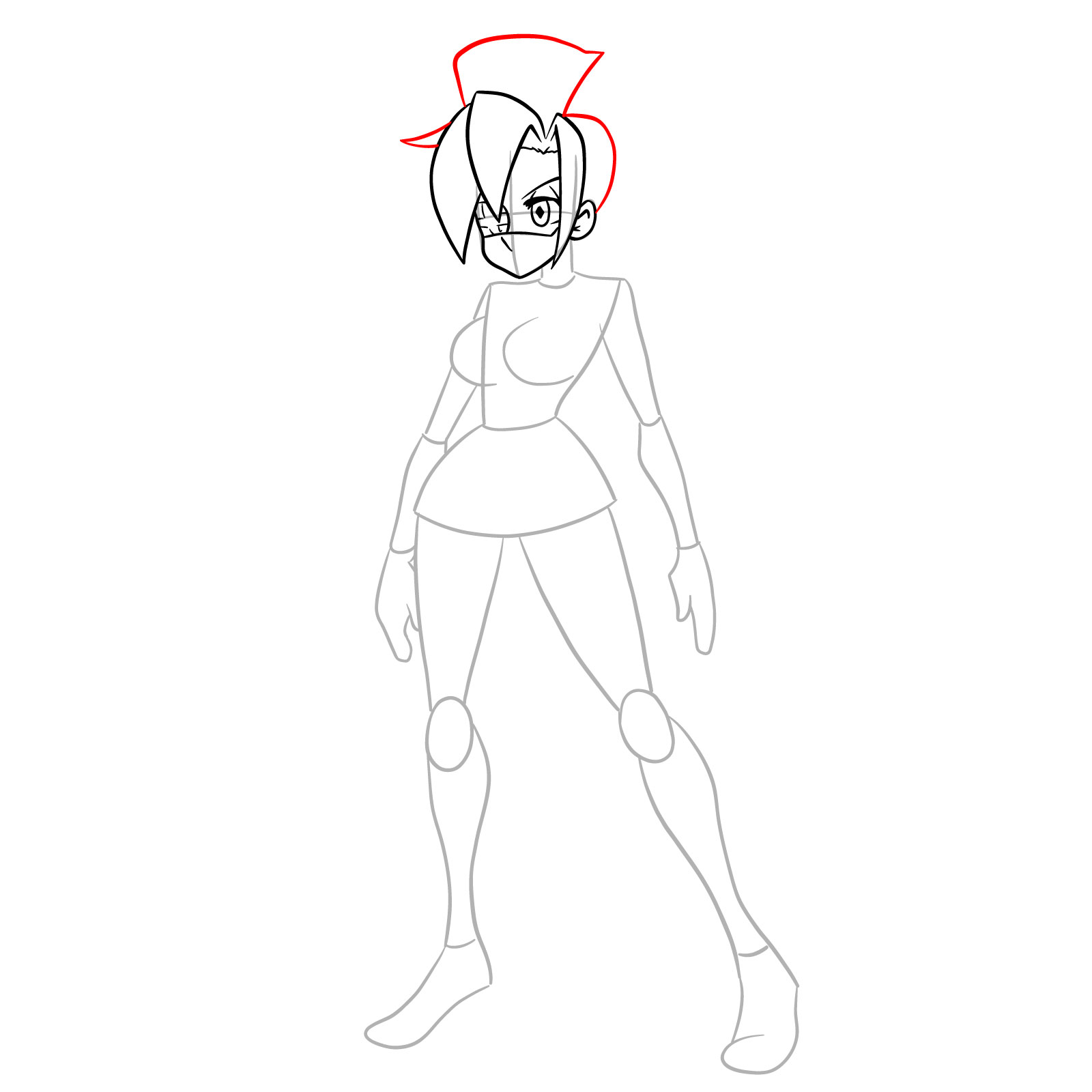How to draw Valentine from Skullgirls - step 11