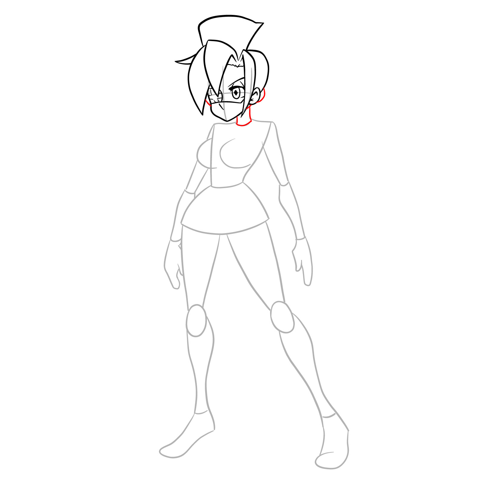 How to draw Valentine from Skullgirls - step 12