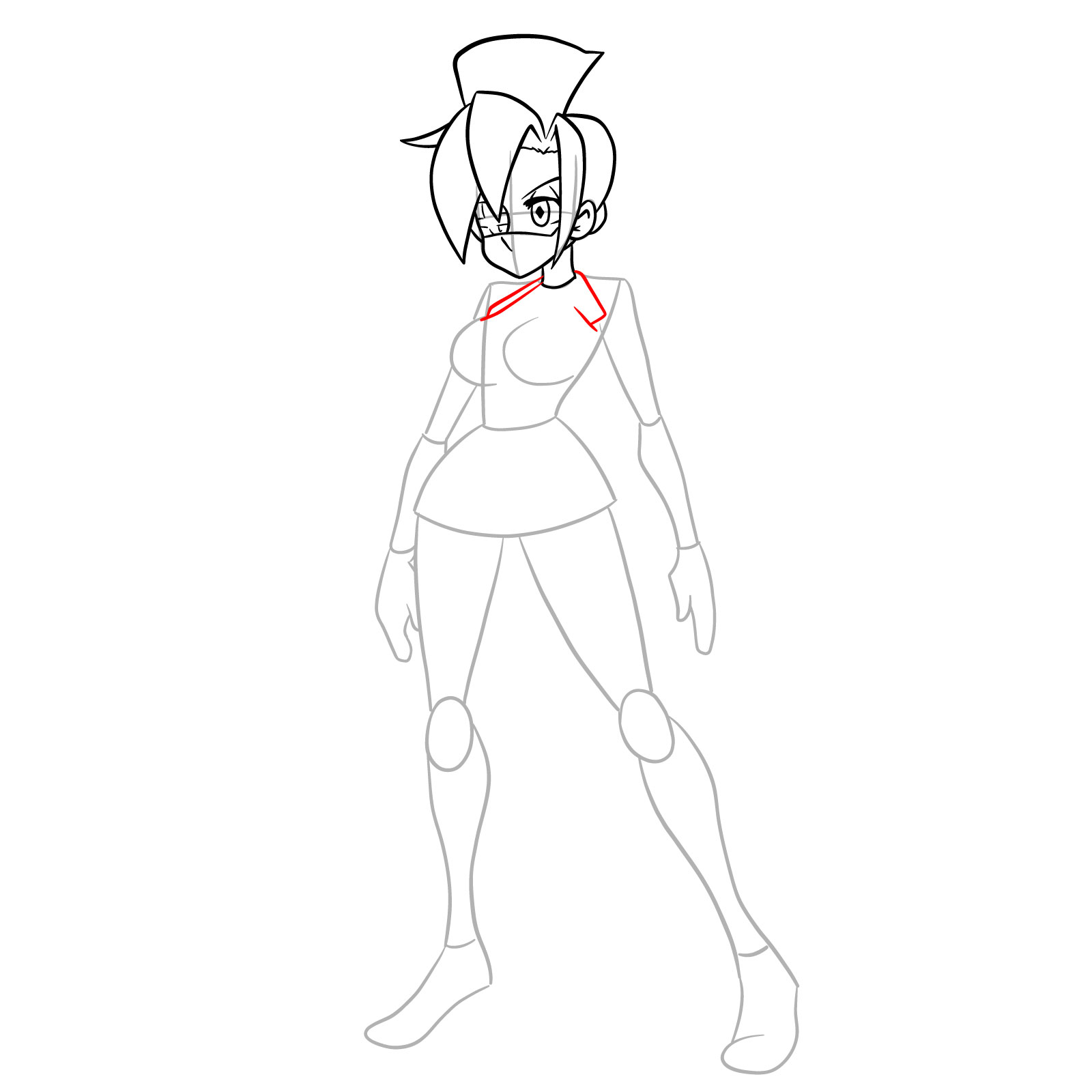 How to draw Valentine from Skullgirls - step 13