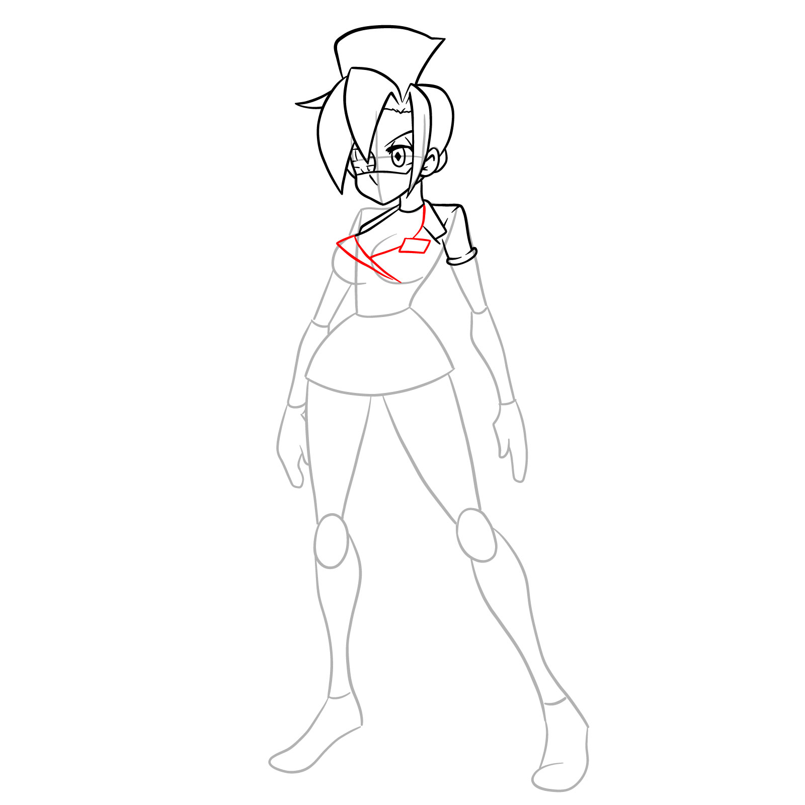 How to draw Valentine from Skullgirls - step 15