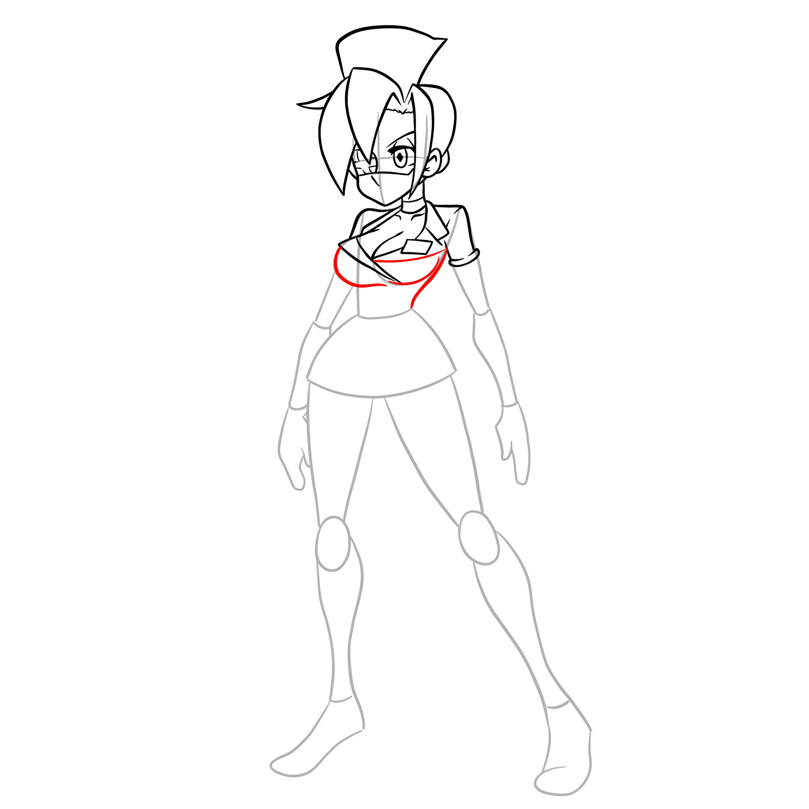 How to draw Valentine from Skullgirls - step 17
