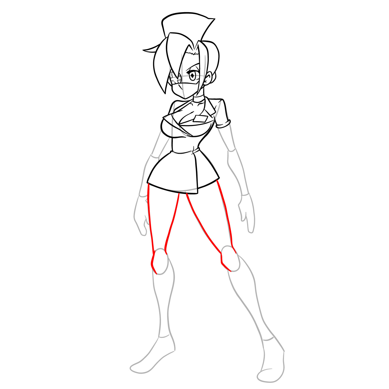 How to draw Valentine from Skullgirls - step 21