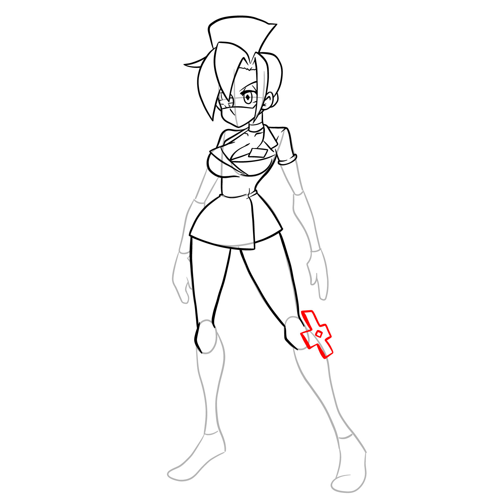 How to draw Valentine from Skullgirls - step 22