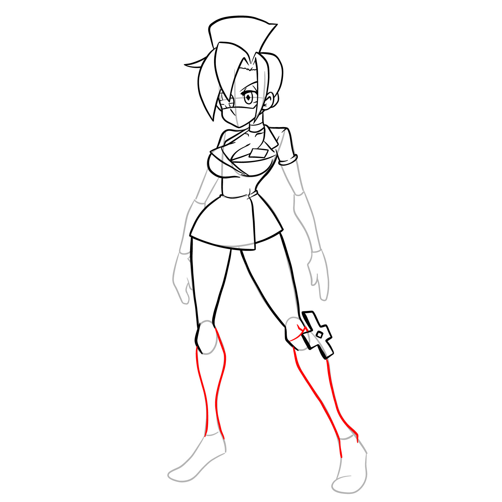 How to draw Valentine from Skullgirls - step 23
