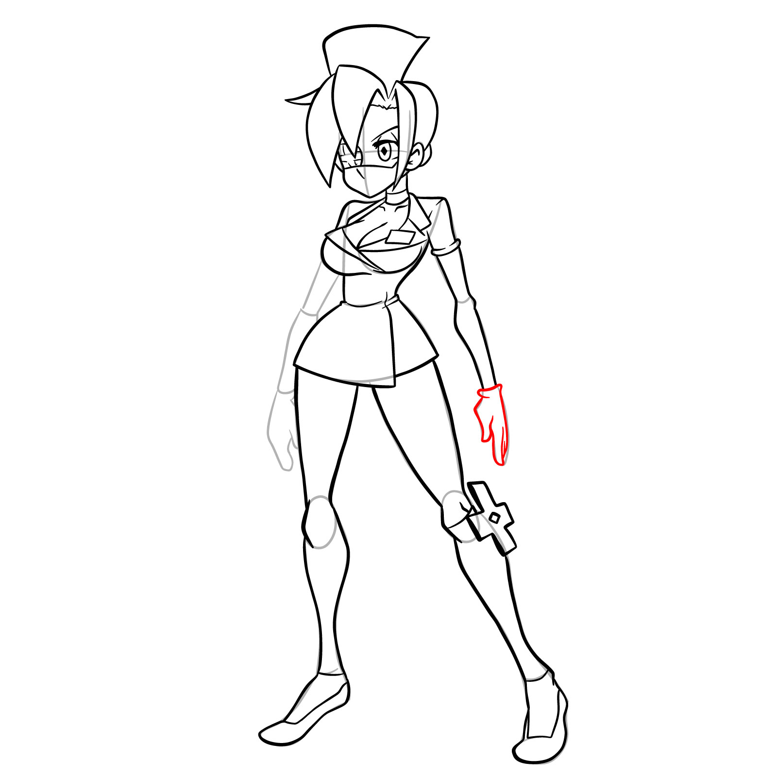 How to draw Valentine from Skullgirls - step 27
