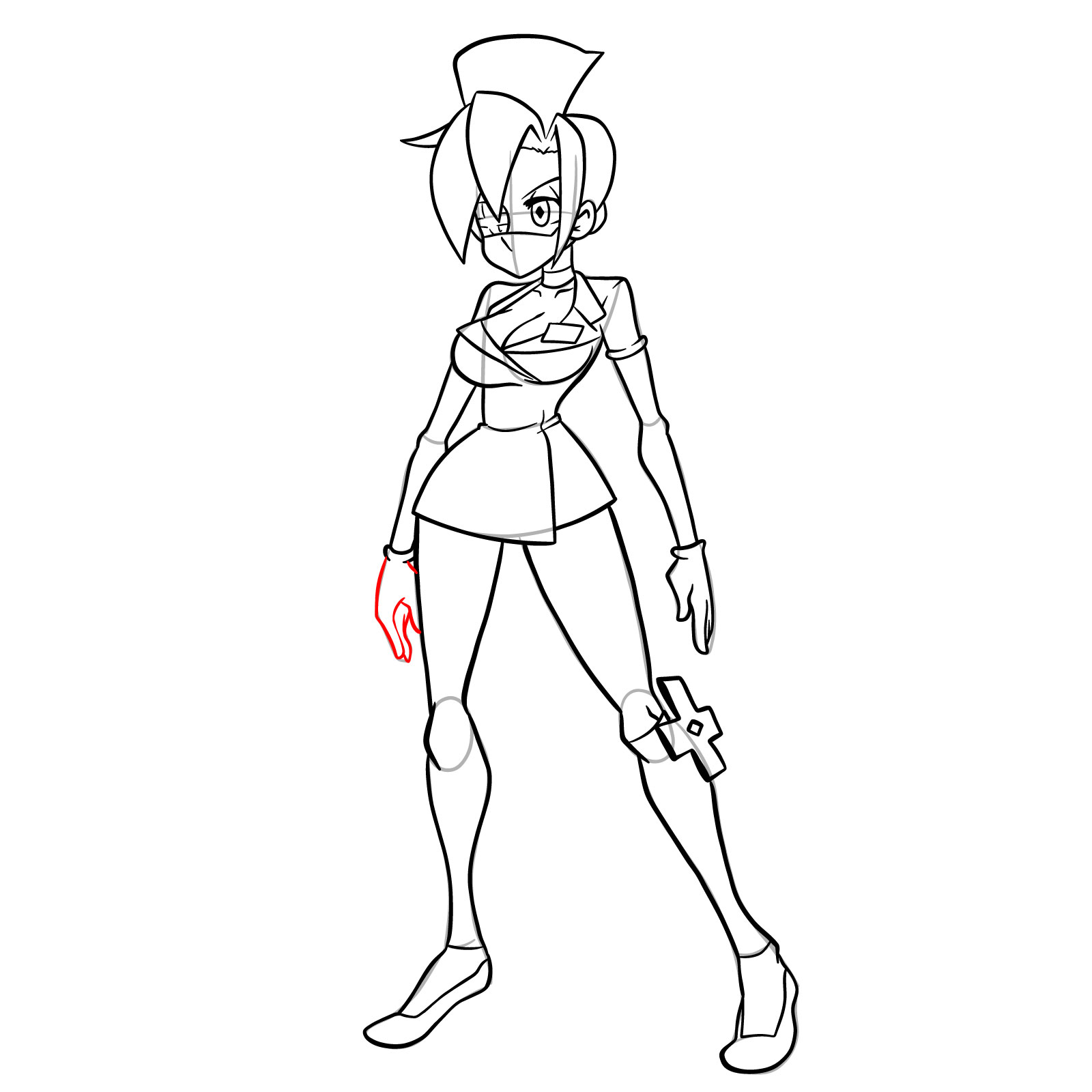 How to draw Valentine from Skullgirls - step 29