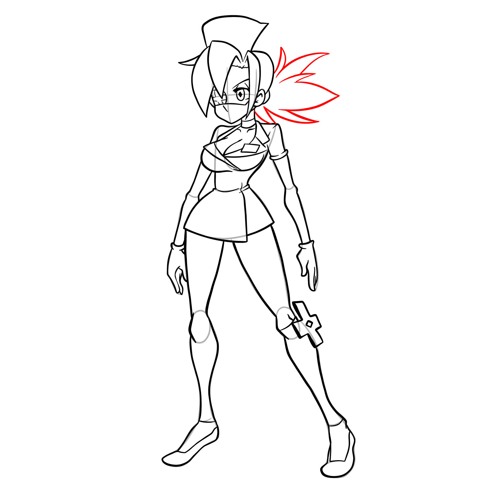 How to draw Valentine from Skullgirls - step 30