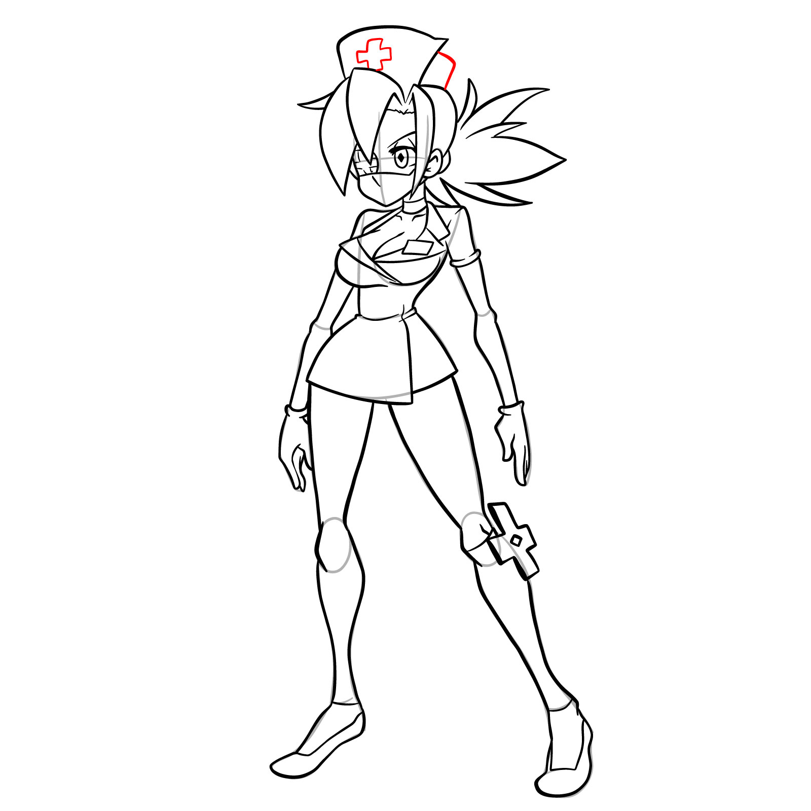 How to draw Valentine from Skullgirls - step 31