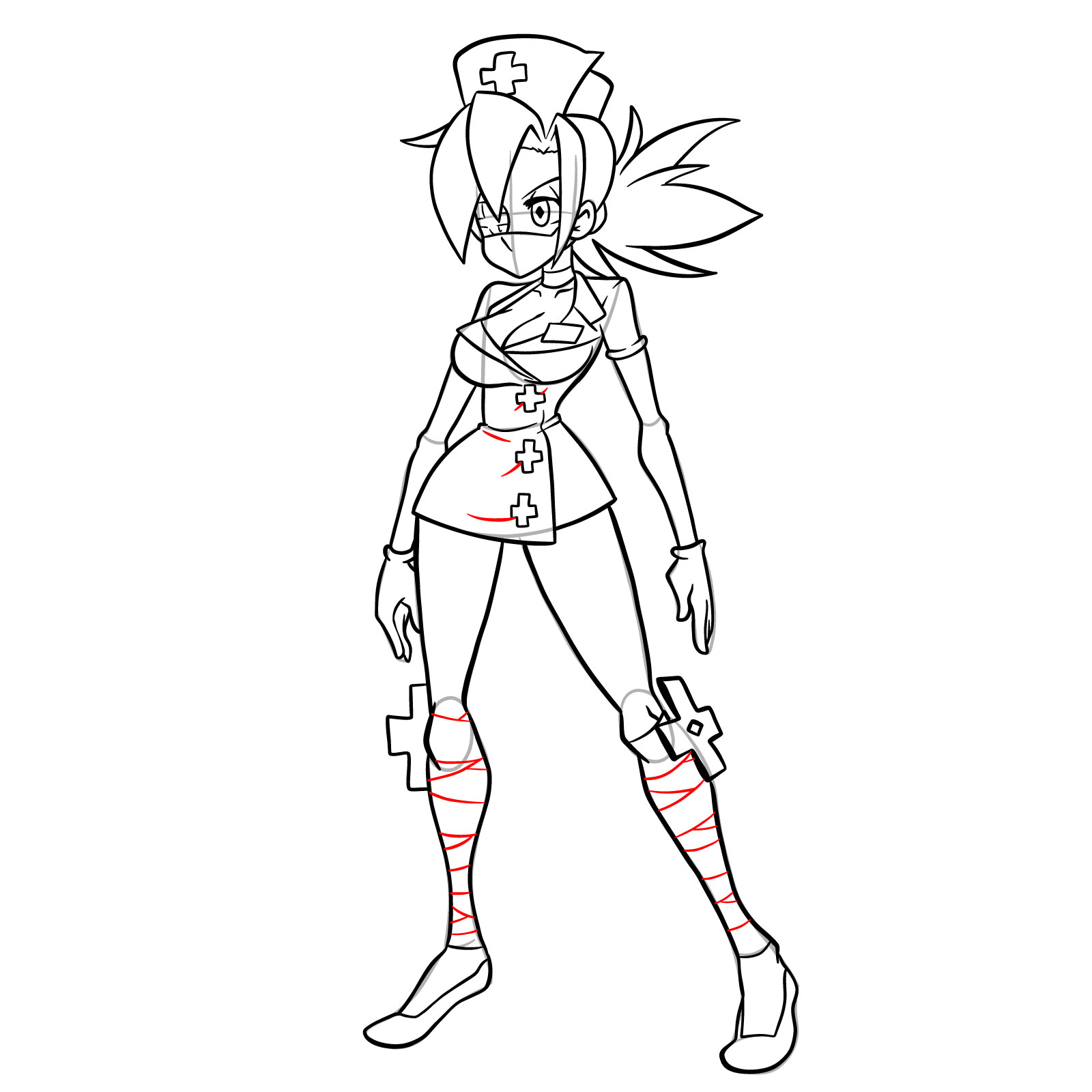 How to draw Valentine from Skullgirls - step 33