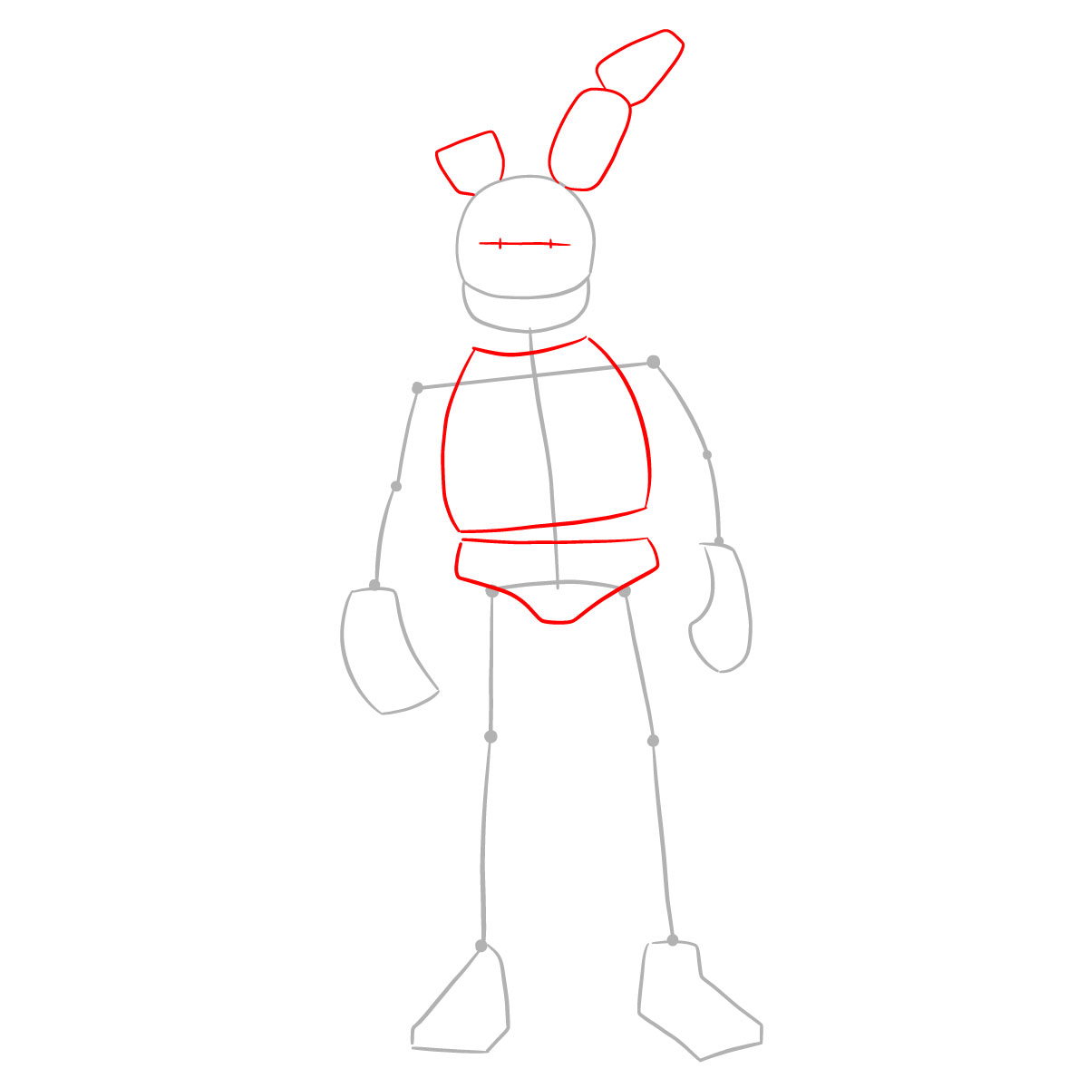 How to draw Springtrap from FNAF 3 - step 02